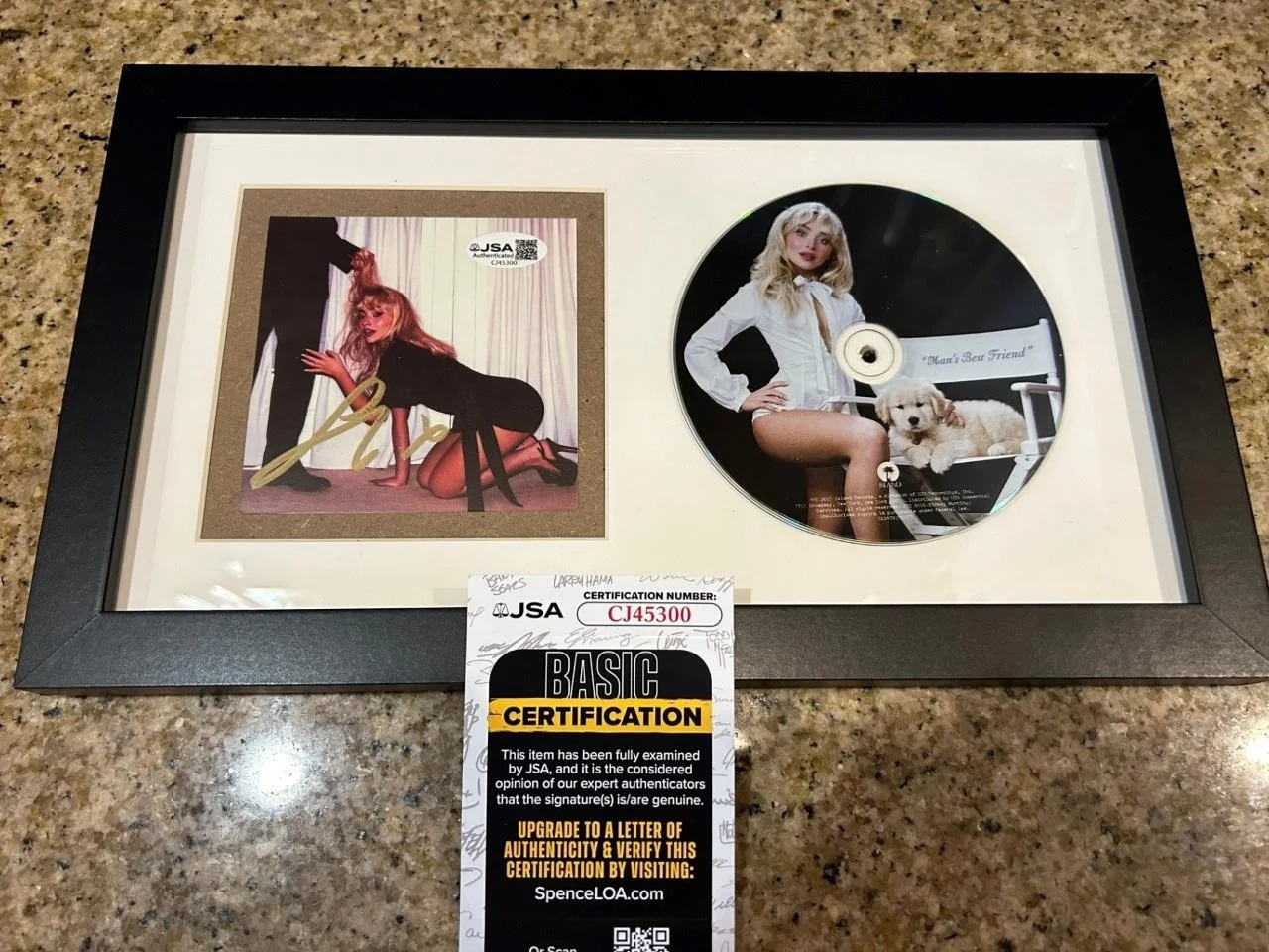 SABRINA CARPENTER — SABRINA CARPENTER MANS BEST FRIEND SEXY CD RARE SIGNED AUTO 7x12 FRAMED JSA COA