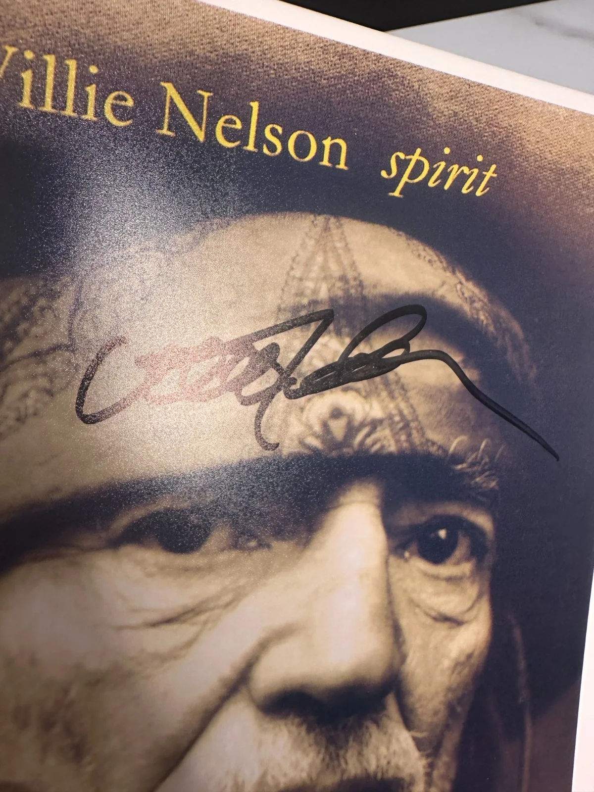 Willie Nelson Signed Sepia Portrait Photo Konica Minolta Long Life 100 Paper, изображение 2