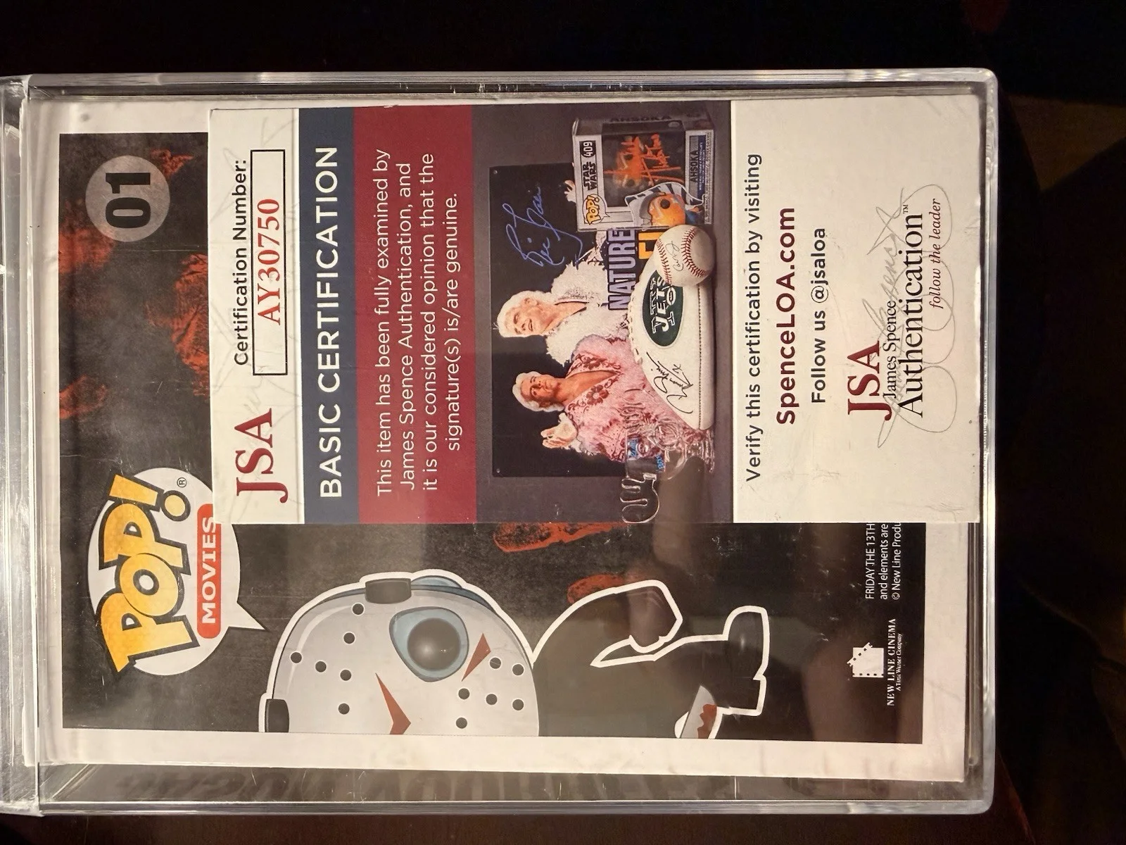C.j Graham — Jason Voorhees Funko Pop 01 Signed by C.j Graham with JSA COA W/ Hard Protector, изображение 3