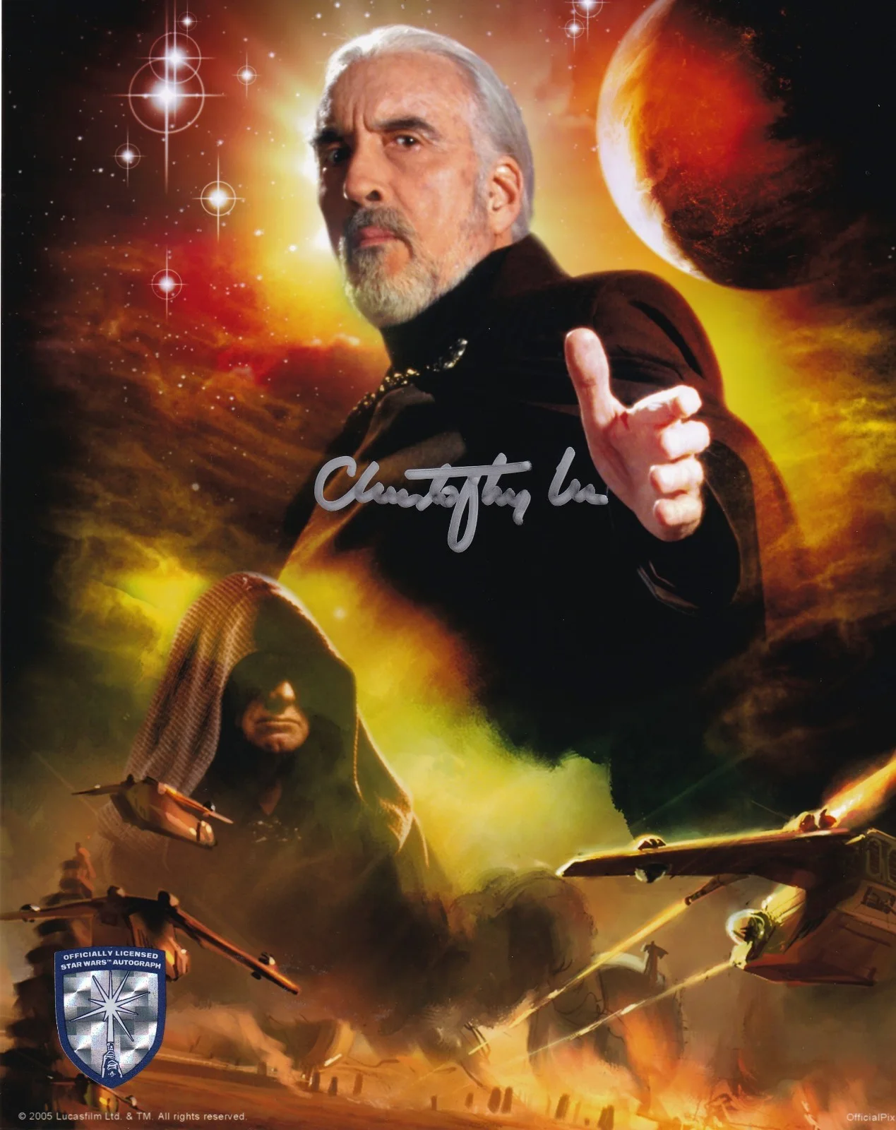 Christopher Lee — Christopher Lee Count Dooku Star Wars signed 8 x 10 photo COA