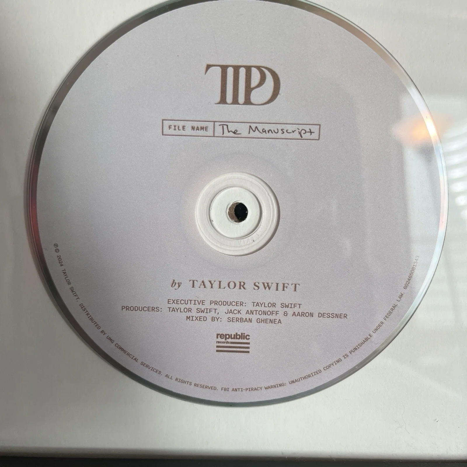 Taylor Swift Tortured Poets Department TTPD Framed CD Autographed Signed Insert, image 3