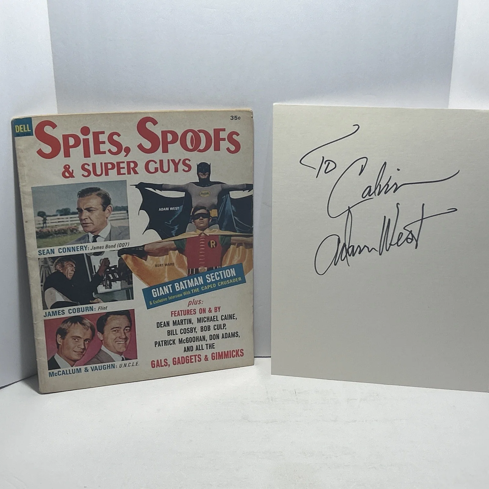 Adam West — ADAM WEST Batman Hand signed in person card; Spies, Spoofs & Super Guys Magazine, изображение 2