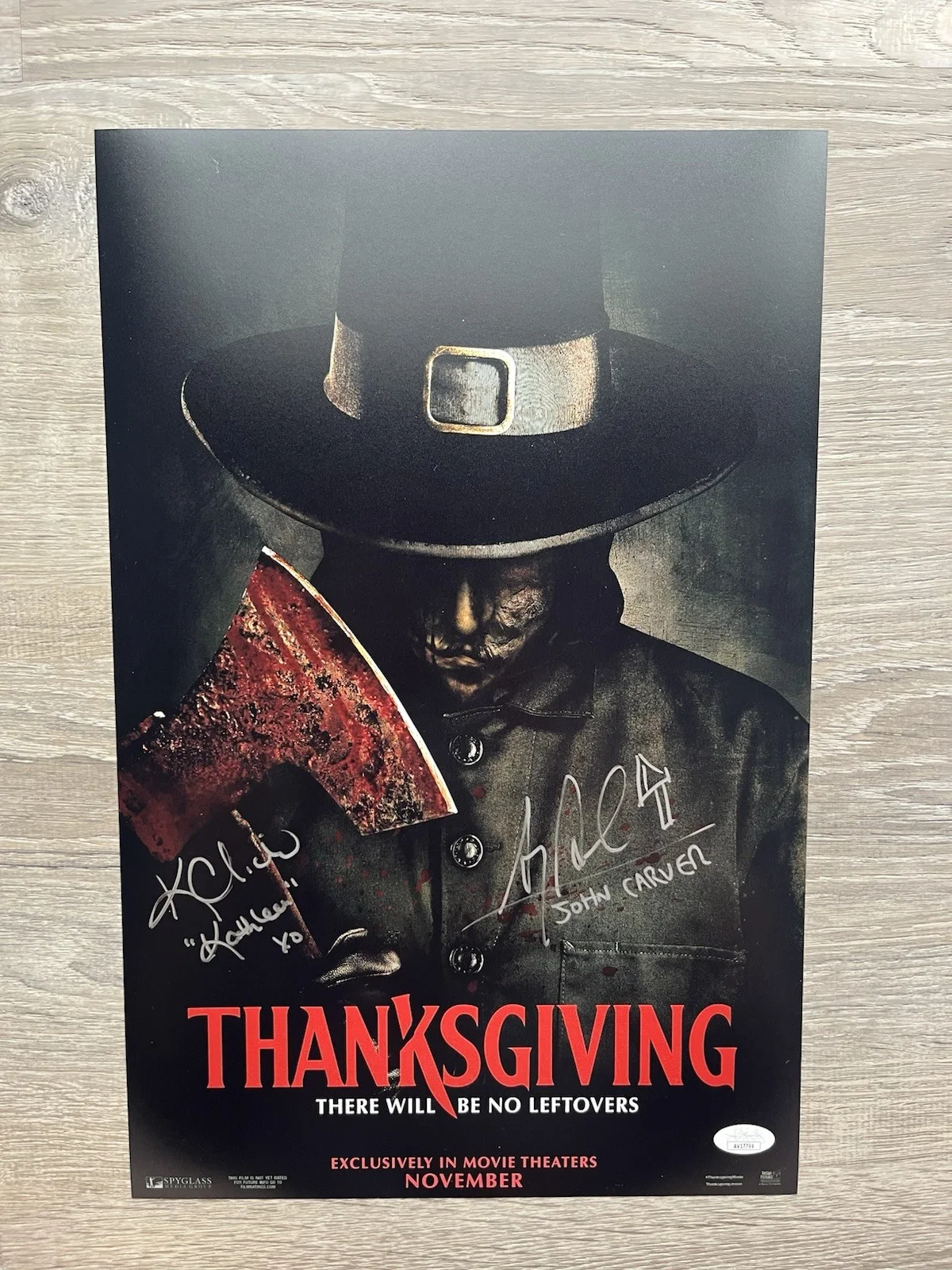 Karen Cliche Alex Armbruster Signed Thanksgiving 11x17 Photo JSA COA Horror, image 2