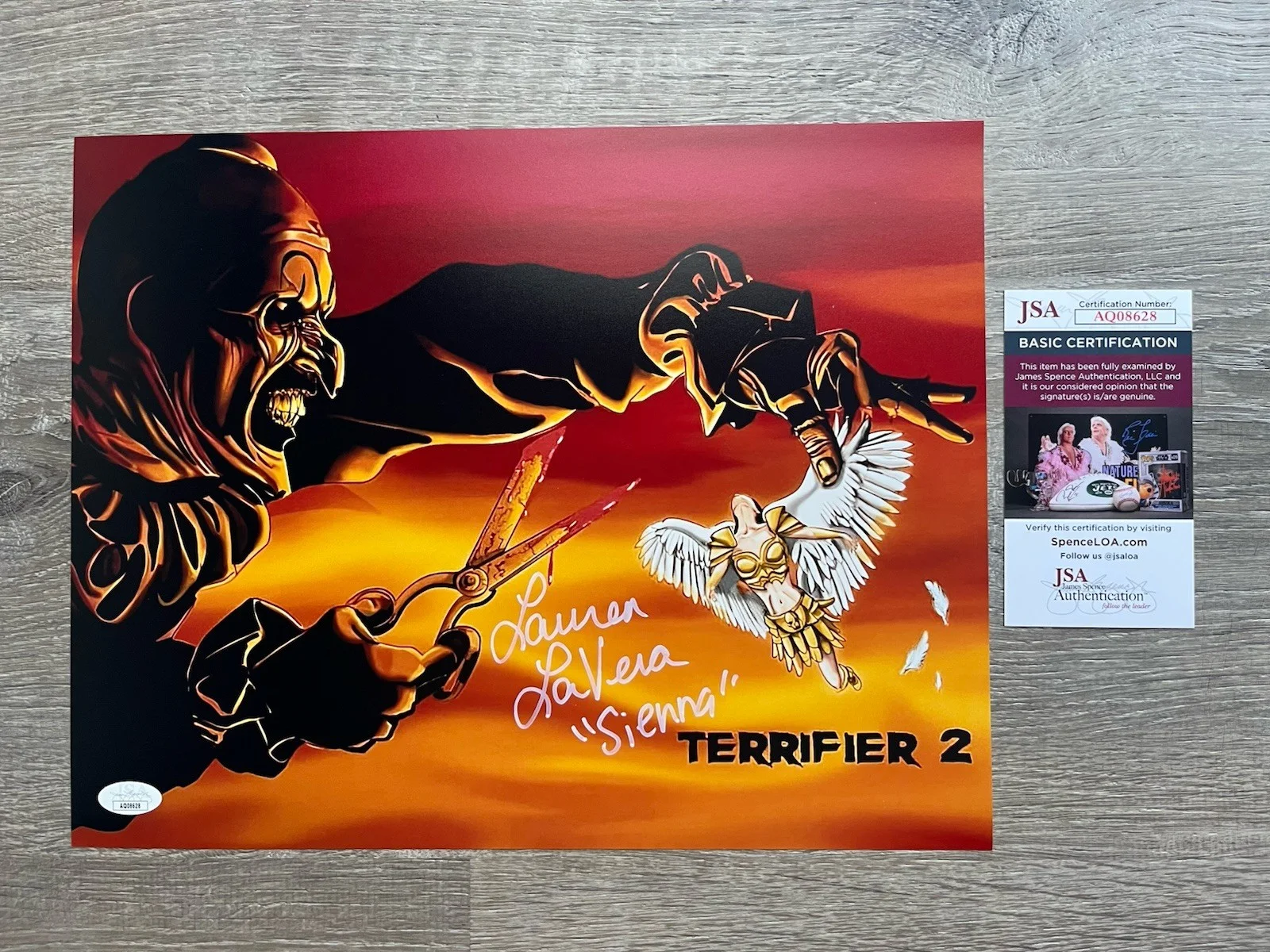 Lauren LaVera — Lauren LaVera Signed Terrifier 2 11x14 Photo JSA COA Sienna Art The Clown Horror