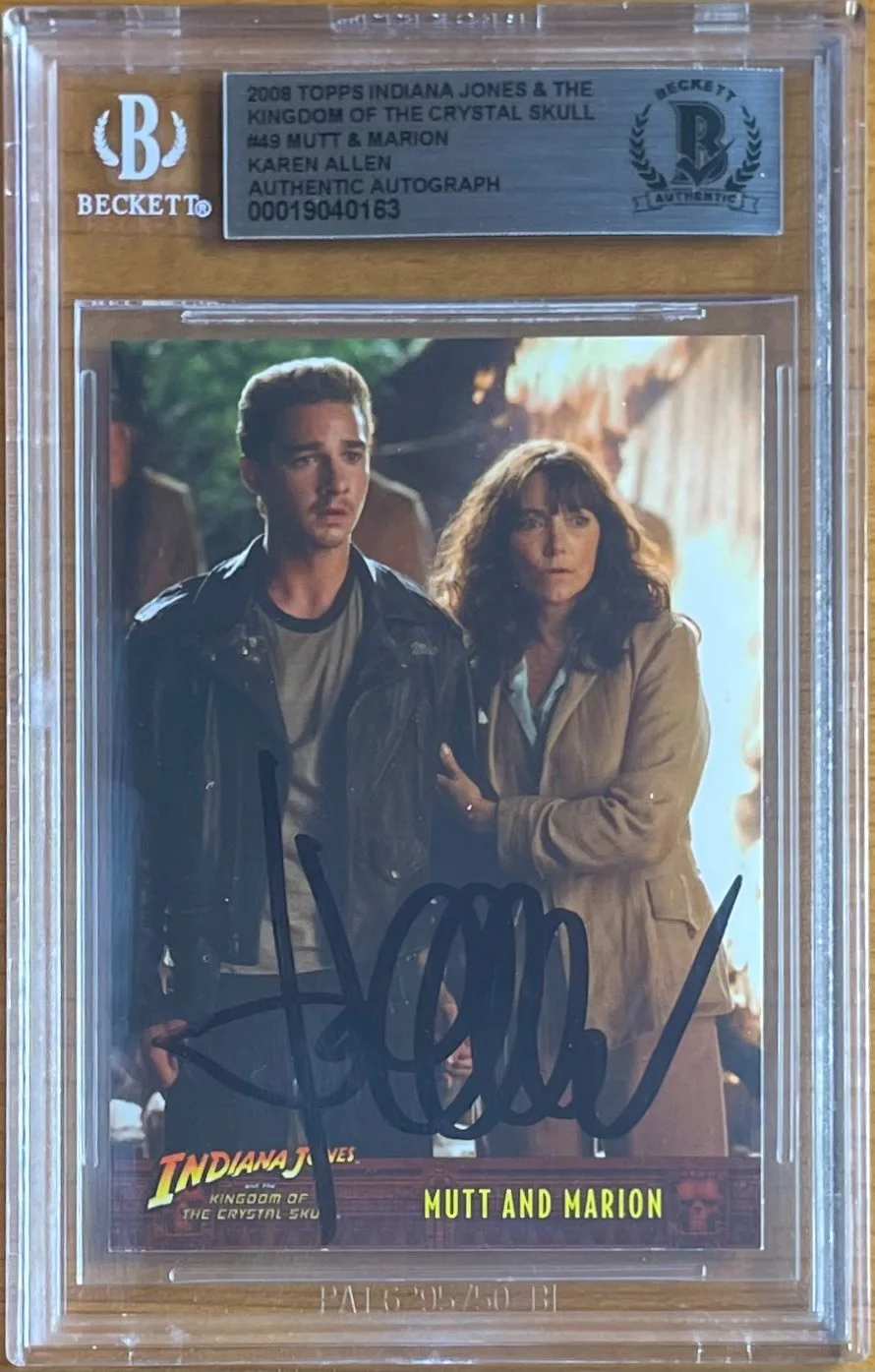 KAREN ALLEN — KAREN ALLEN SIGNED 2008 TOPPS INDIANA JONES CRYSTAL SKULL #49 BAS BGS AUTOGRAPH