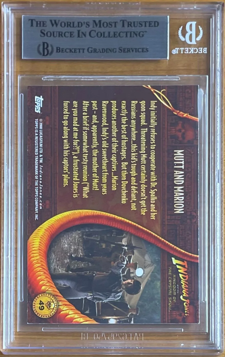 KAREN ALLEN — KAREN ALLEN SIGNED 2008 TOPPS INDIANA JONES CRYSTAL SKULL #49 BAS BGS AUTOGRAPH, image 2