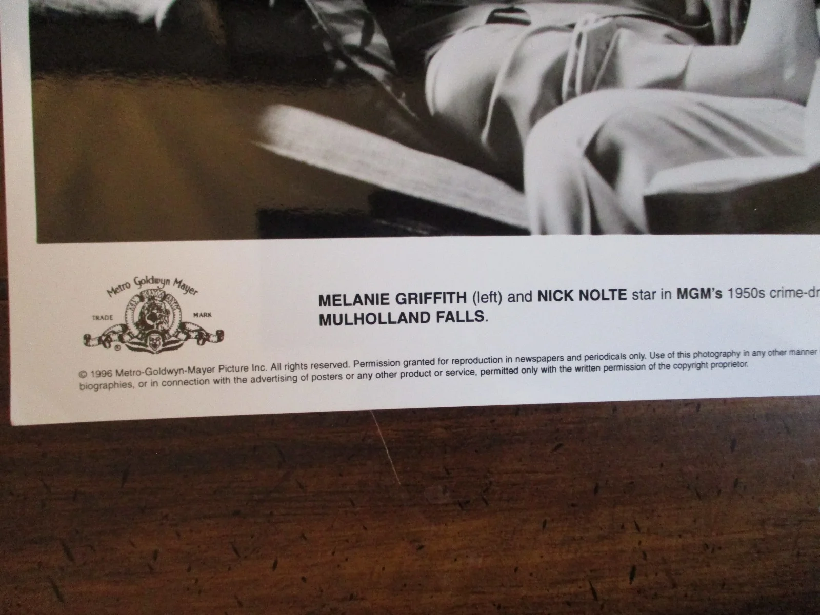 Melanie Griffith/Nick Nolte("MULHOLLAND FALLS")1996 10 x 8 Black and White Photo, image 2