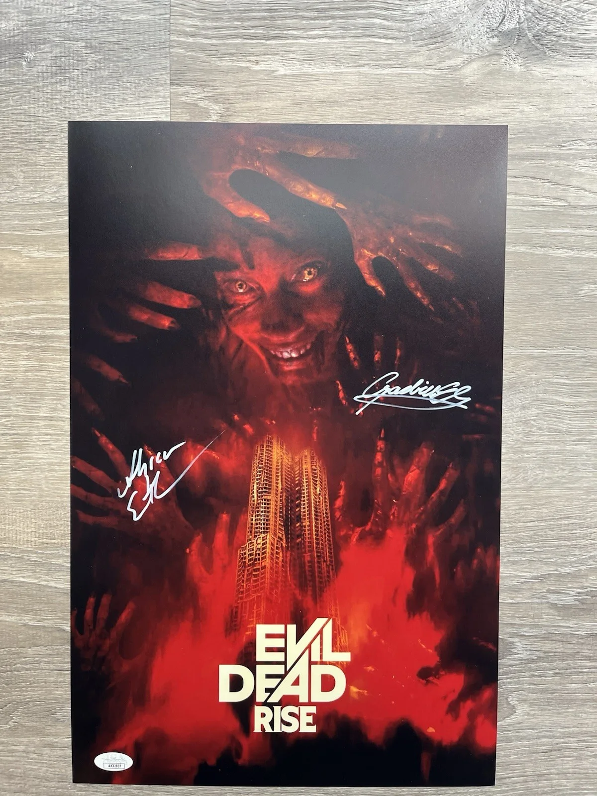 Alyssa Sutherland Gabrielle Echols Signed Evil Dead Rise 11x17 Photo JSA COA, image 2