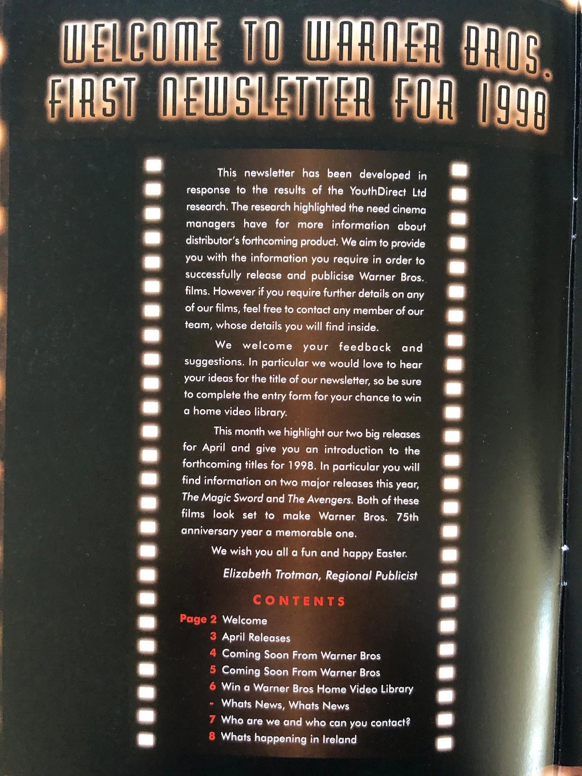 Cinema Press Pack - Warners Monthly Newsletter - No 1 April 1998 - Movies, изображение 2