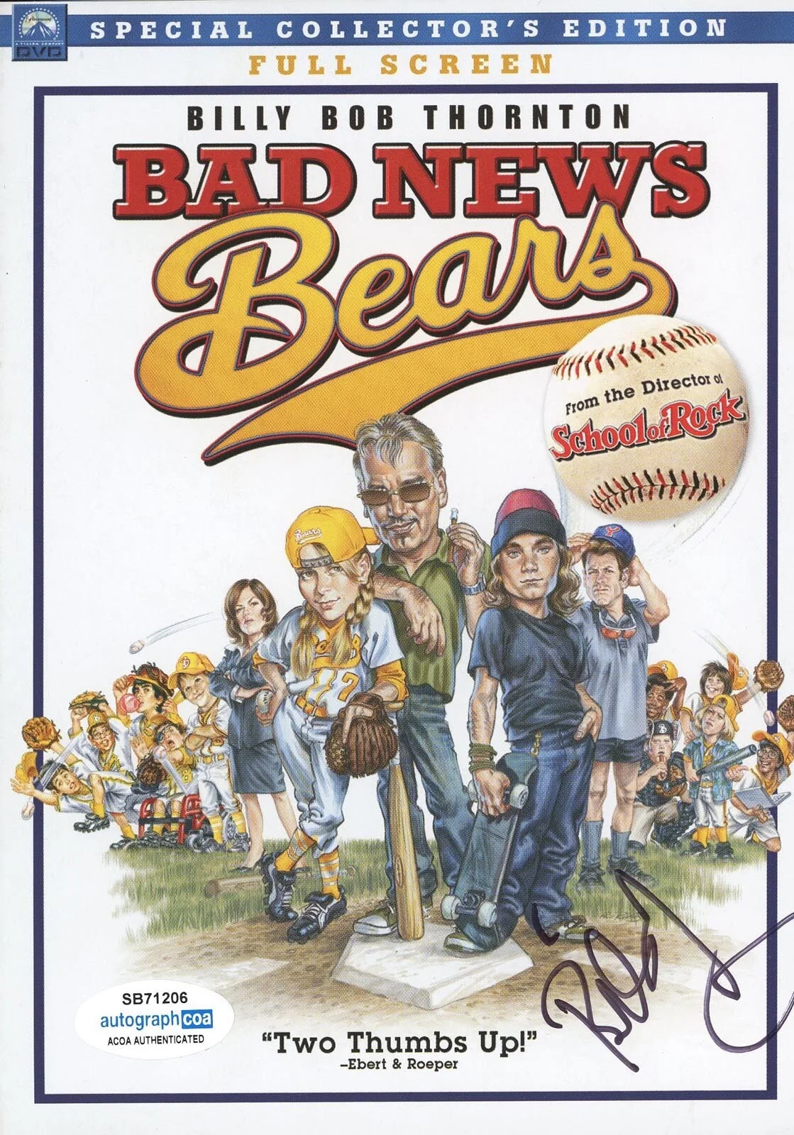 BILLY BOB THORNTON — Billy Bob Thornton signed "BAD NEWS BEARS" DVD Autographed LANDMAN d ACOA COA, изображение 3