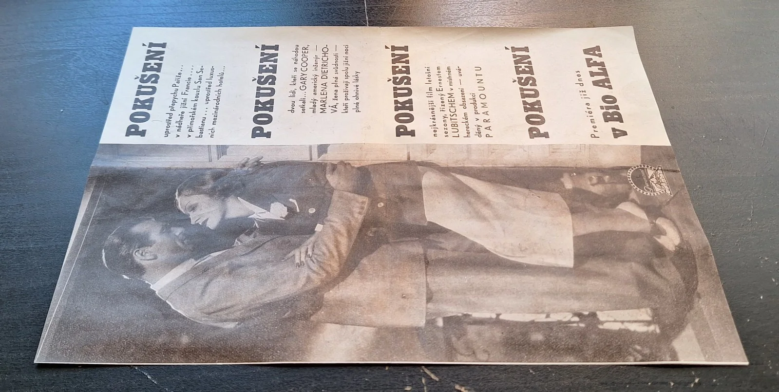 DESIRE 1936, MARLENE DIETRICH, GARY COOPER, ORIGINAL CZECH CINEMA PROGRAM, image 2