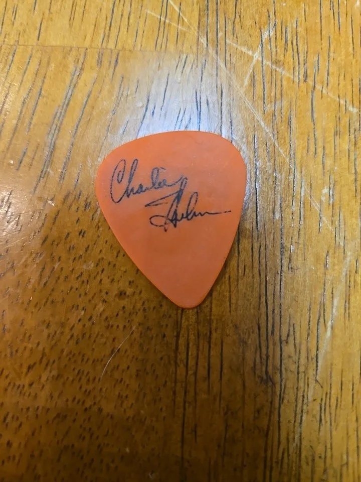 Foghat CHARlie Huhn Orange Guitar Pick Signed, image 2