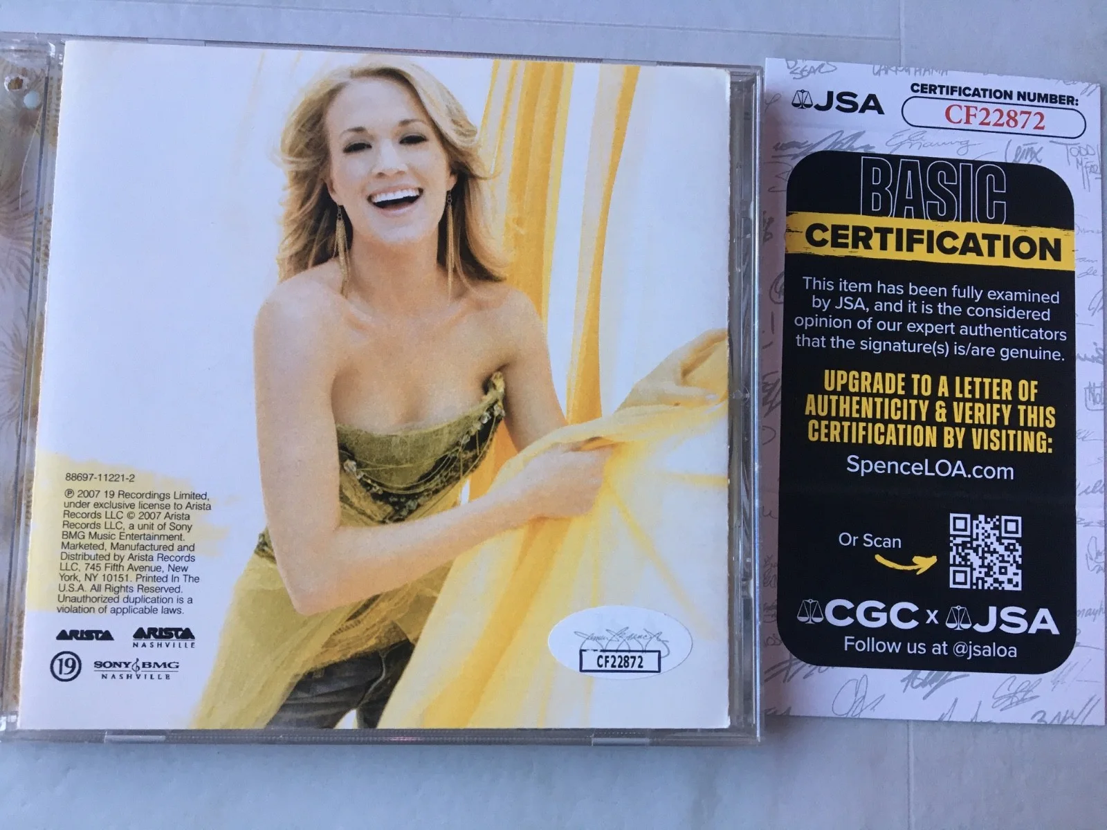 Carrie Underwood Carnival Ride Signed CD JSA COA RARE AUTOGRAPH ! No Vinyl, изображение 2