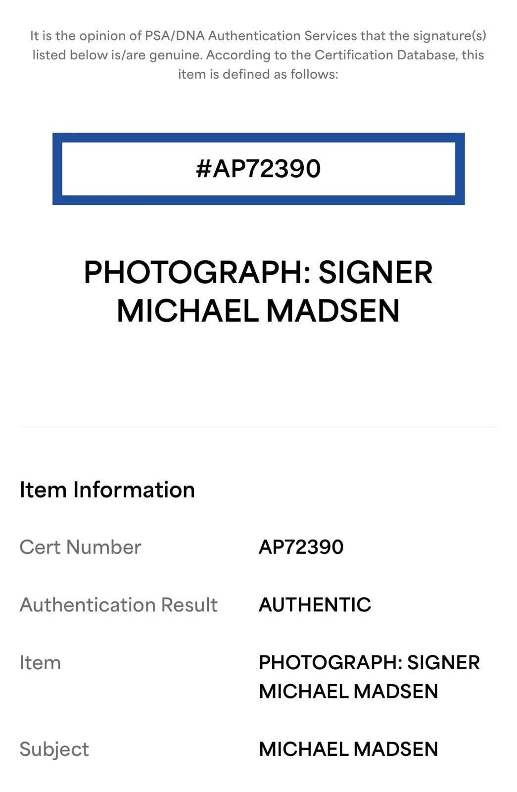 Michael Madsen Signed 8x10 Photo Reservoir Dogs PSA COA not JSA BAS Beckett, image 3