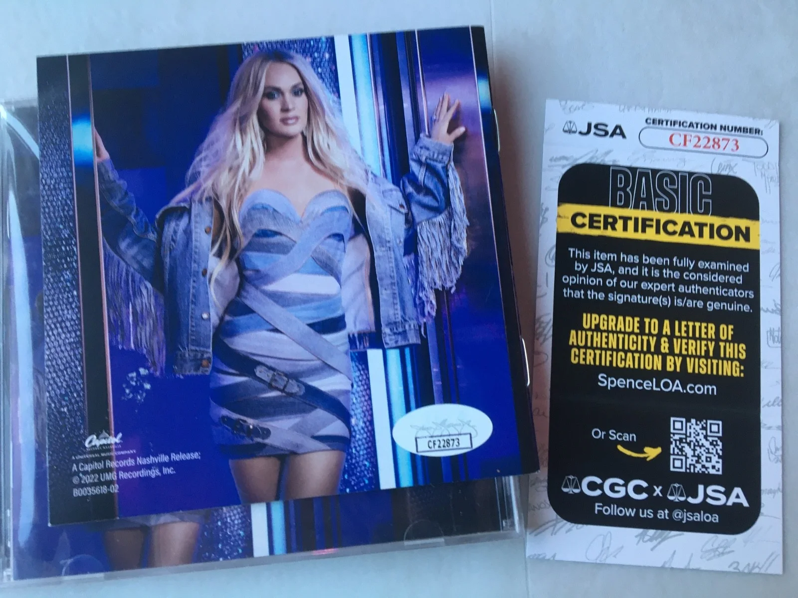 Carrie Underwood Denim & Rhinestones Signed CD JSA COA RARE AUTOGRAPH ! No Vinyl, image 2