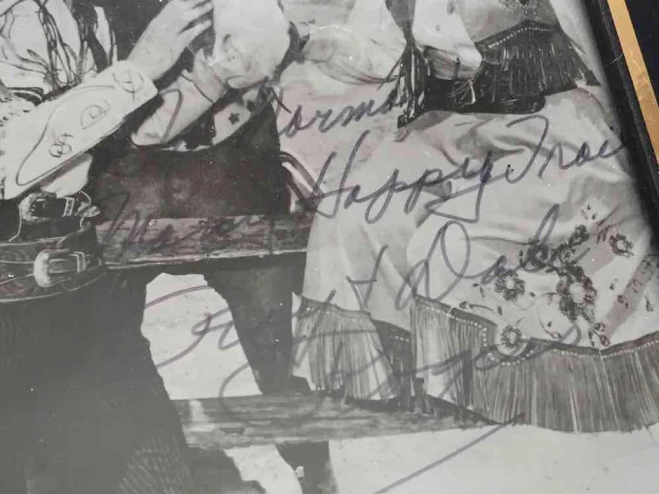 Roy Rogers, Dale Evans — Roy Rogers & Dale Evans Trigger Happy Trails Signed 5x7 Autographed Framed Photo, image 2