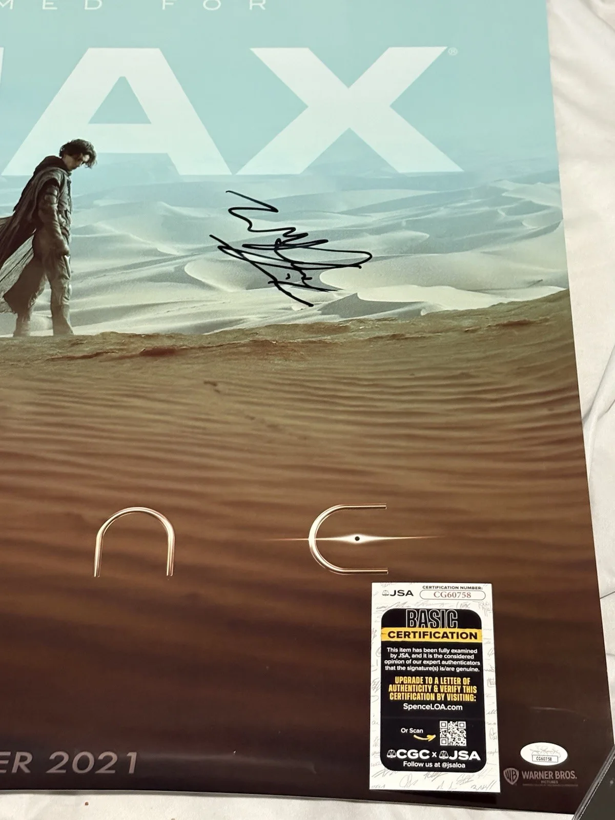 Timothee Chalamet — Timothee Chalamet Signed 27x40 Dune Movie Poster Paul Atreides JSA COA, image 2