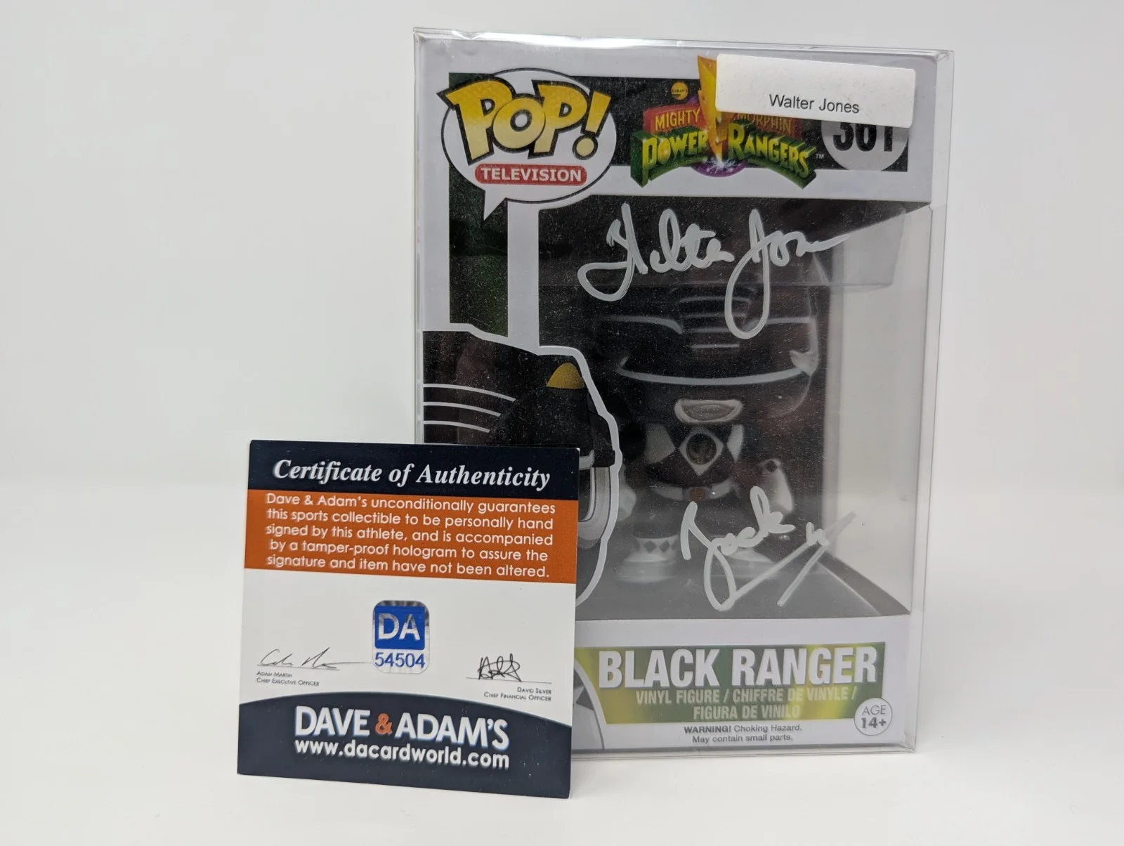 walter jones — Walter Jones Signed Funko Pop 361 Black Ranger MMPR w/ COA Autograph Rare