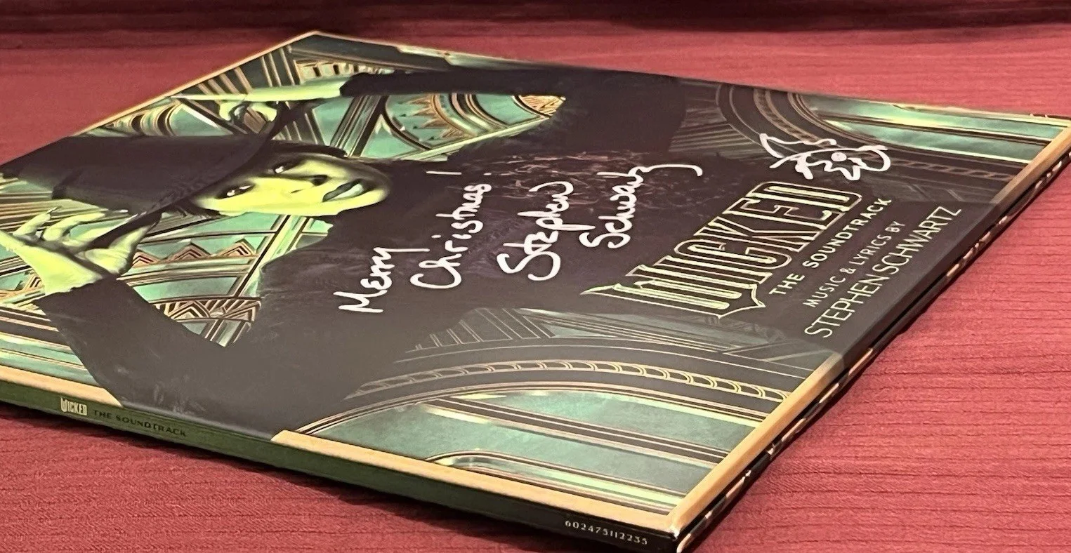 STEPHEN SCHWARTZ — STEPHEN SCHWARTZ SIGNED WICKED ELPHABA 2X RECORD GREEN AUTO SKETCH + TOTE RARE H, изображение 3