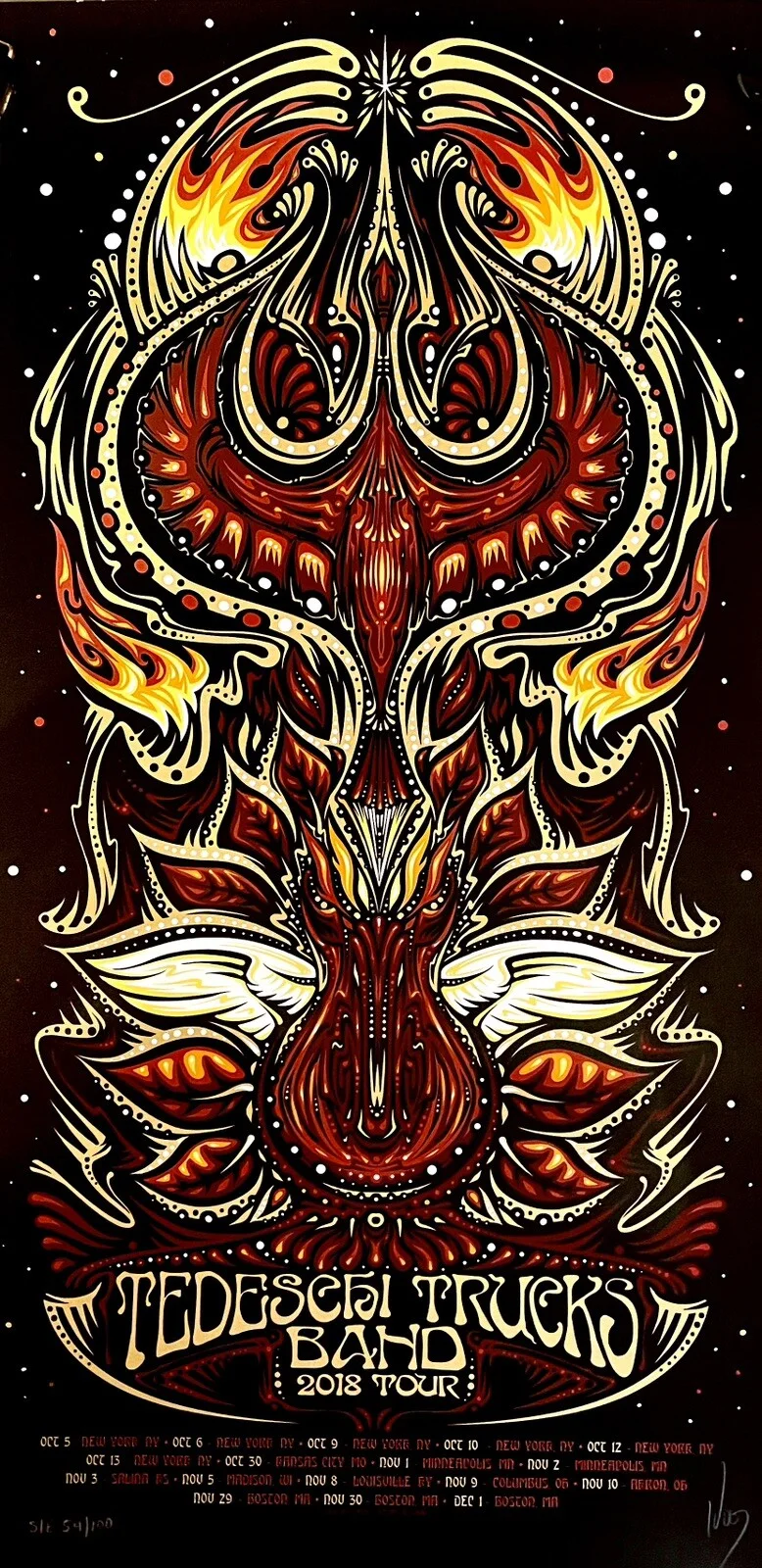 SIGNED by Tedeschi Trucks Band 2018 Tour 3 Posters JEFF WOOD Triple Triptych, изображение 4