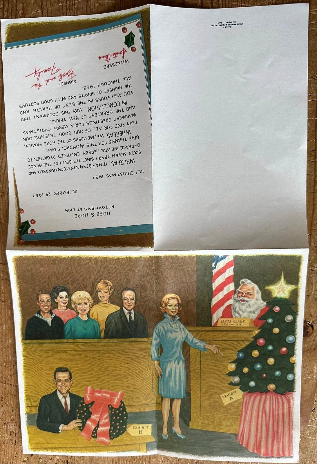 BOB & DOLORES HOPE ORIGINAL CHRISTMAS NBC HOLIDAY CARD VINTAGE 1967 #57, изображение 2