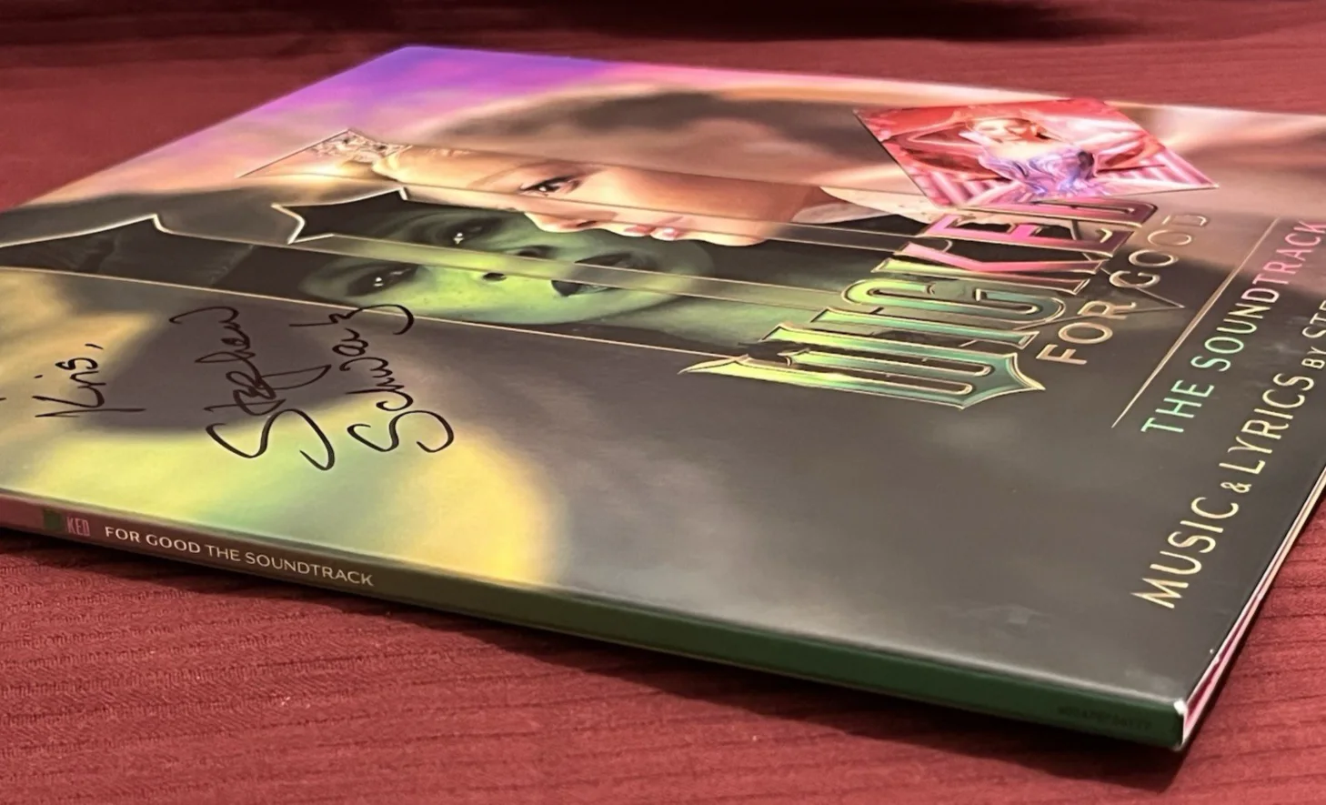 STEPHEN SCHWARTZ — STEPHEN SCHWARTZ SIGNED WICKED FOR GOOD DOUBLE RECORD AUTO GLINDA CARD TO KRIS D, изображение 5