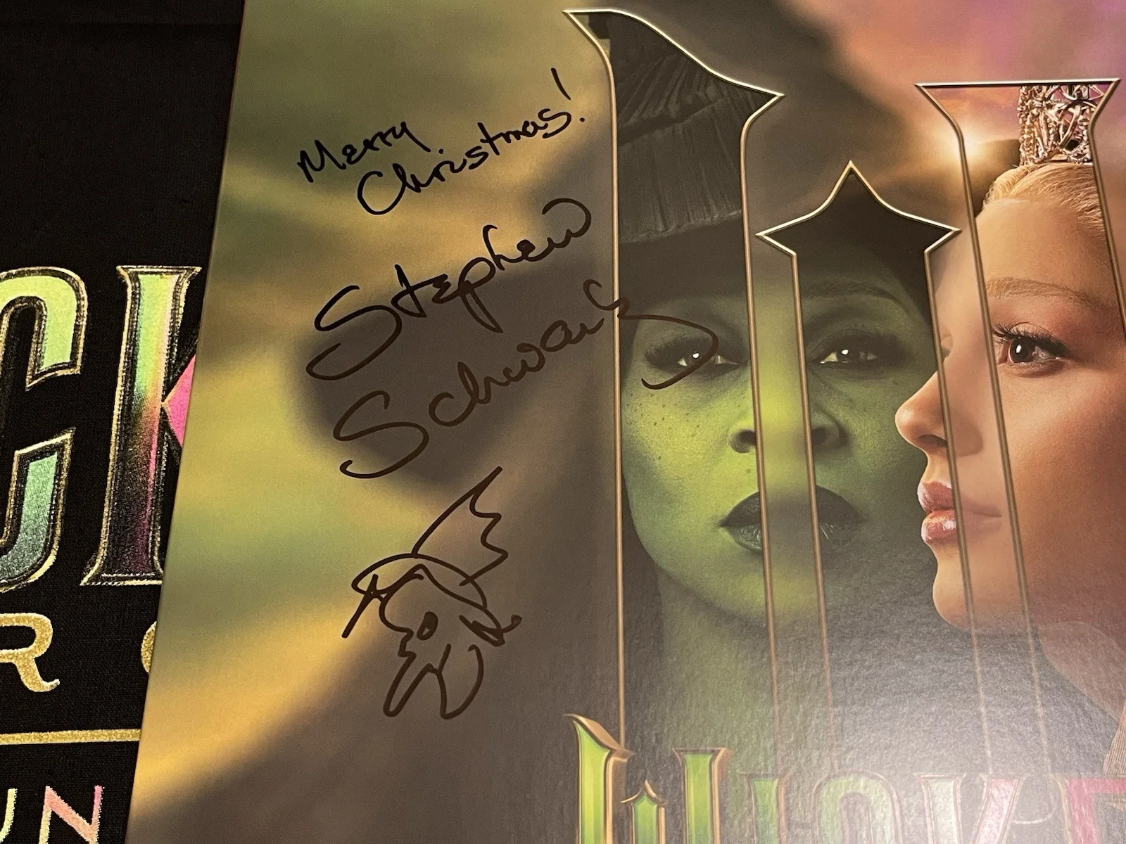 STEPHEN SCHWARTZ — STEPHEN SCHWARTZ SIGNED WICKED FOR GOOD DOUBLE RECORD AUTO TOTE BAG SKETCH C, image 2