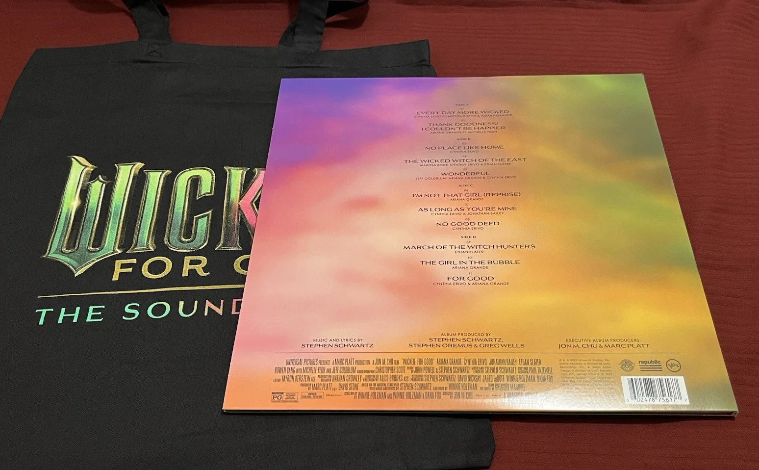 STEPHEN SCHWARTZ — STEPHEN SCHWARTZ SIGNED WICKED FOR GOOD DOUBLE RECORD AUTO TOTE BAG SKETCH C, image 3