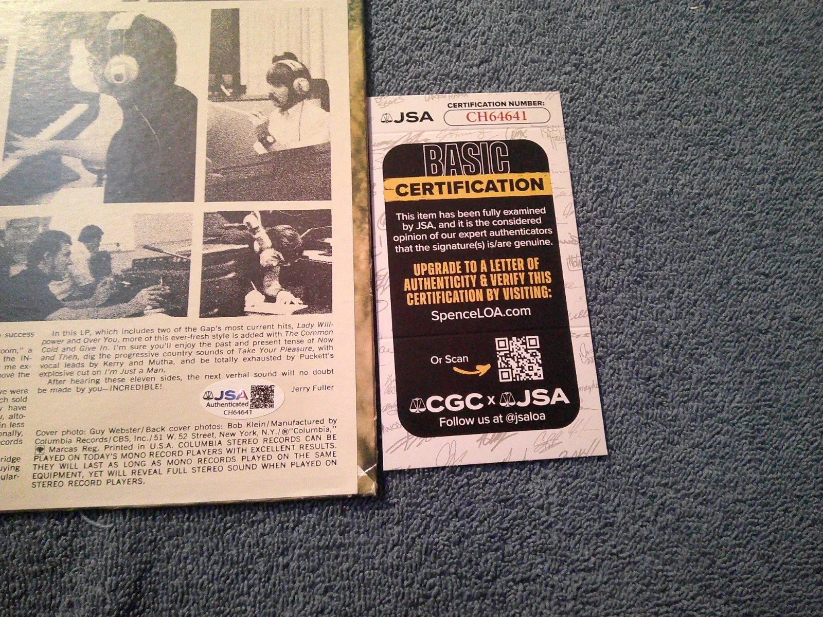 GARY PUCKETT AND THE UNION GAP SIGNED INCREDIBLE VINYL LP 1968 JSA COA, image 5