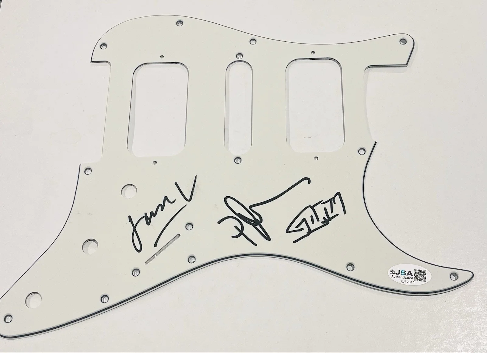 MAROON 5 BAND SIGNED GUITAR PICKGUARD PICK GUARD JAMES VALENTINE SAM PJ JSA COA, изображение 2