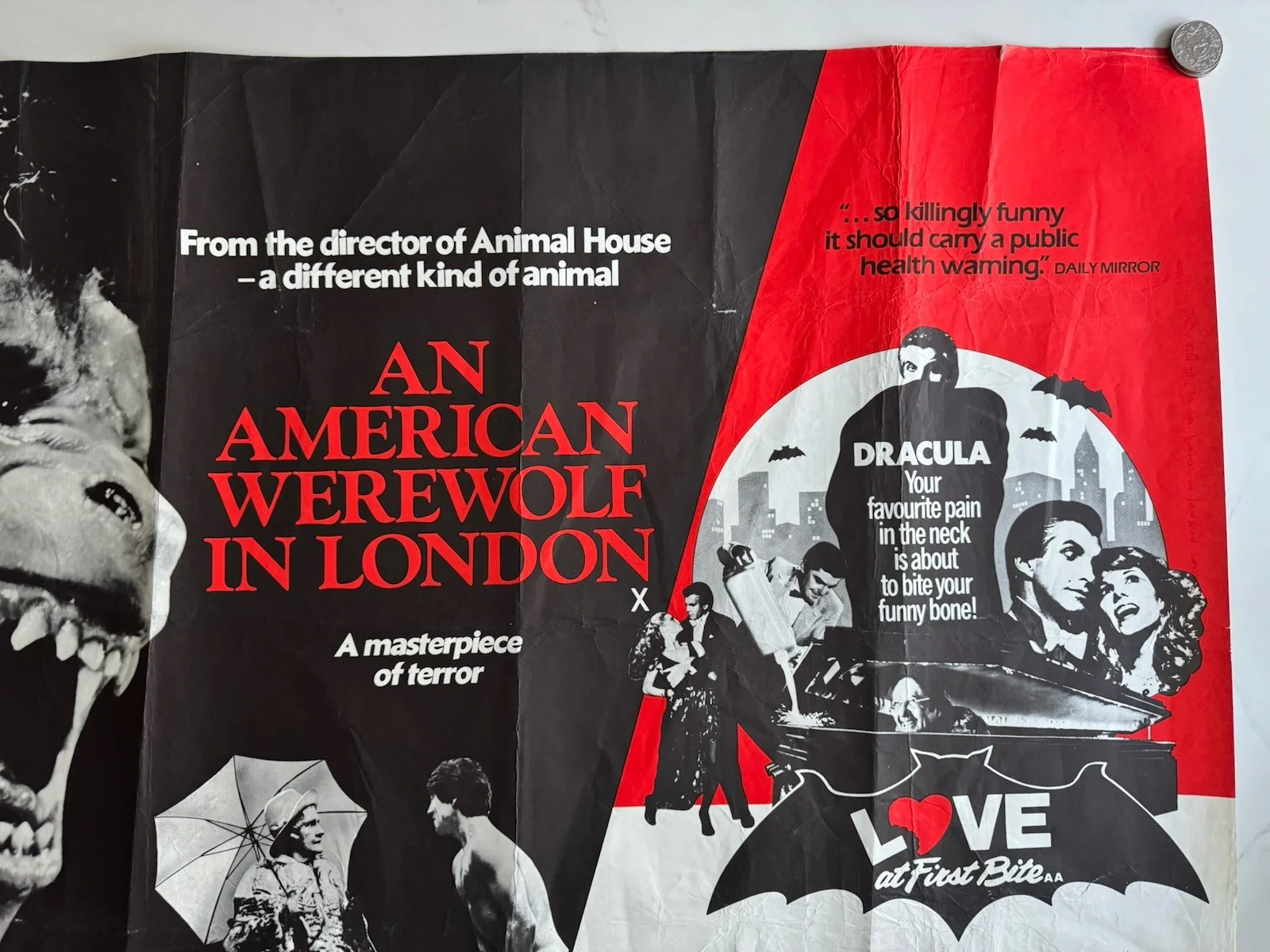 AN AMERICAN WEREWOLF IN LONDON 1981 David Naughton LOVE AT FIRST BITE UK QUAD, image 3
