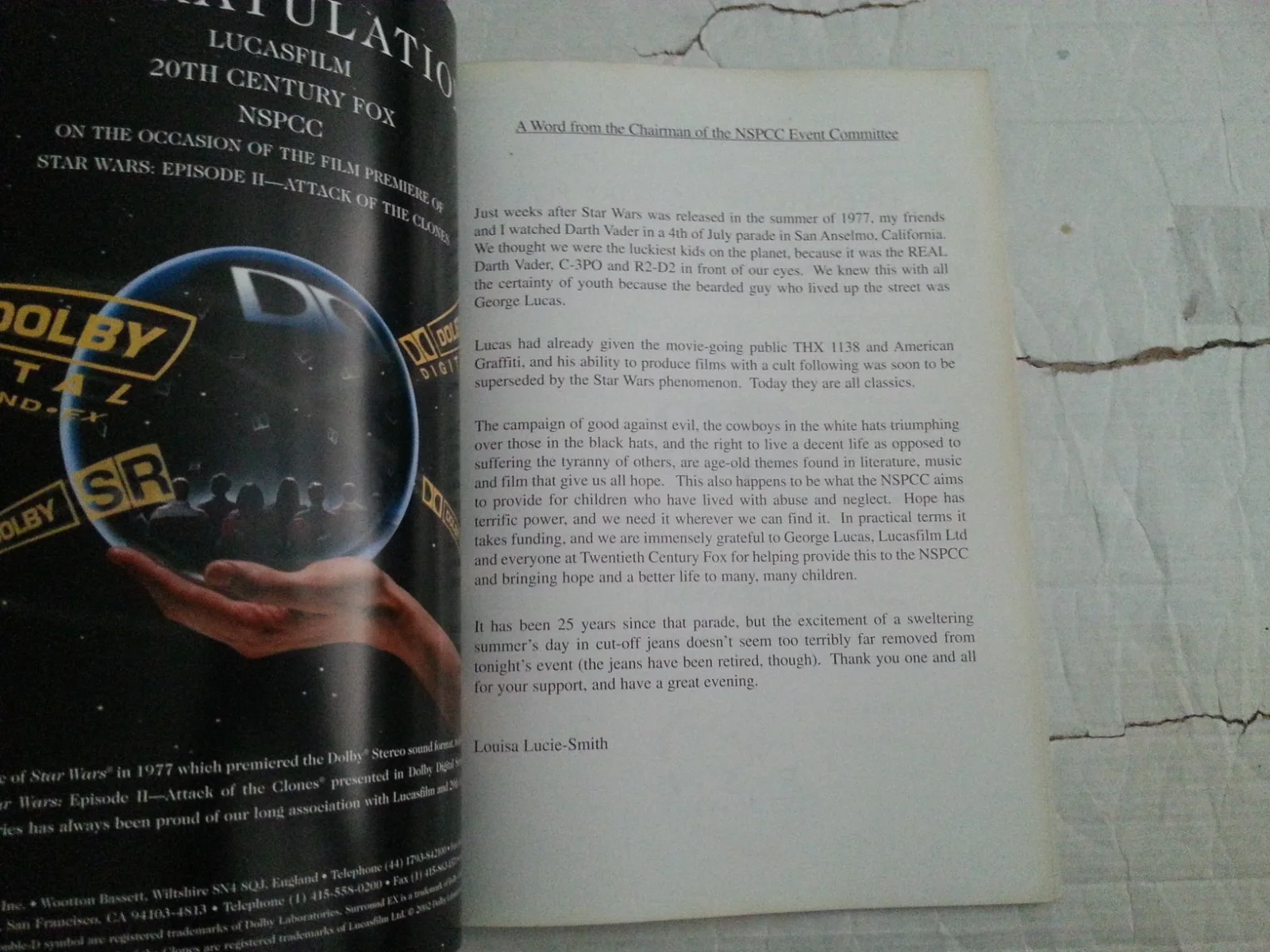 STAR WARS ATTACK OF THE CLONES CHARITY FILM PREMIERE PROGRAMME ODEON London 2002, изображение 2