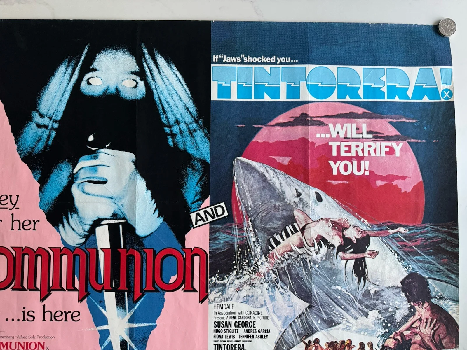 Communion / Tintorera Original Quad Movie Poster Susan George Alfred Sole, изображение 3