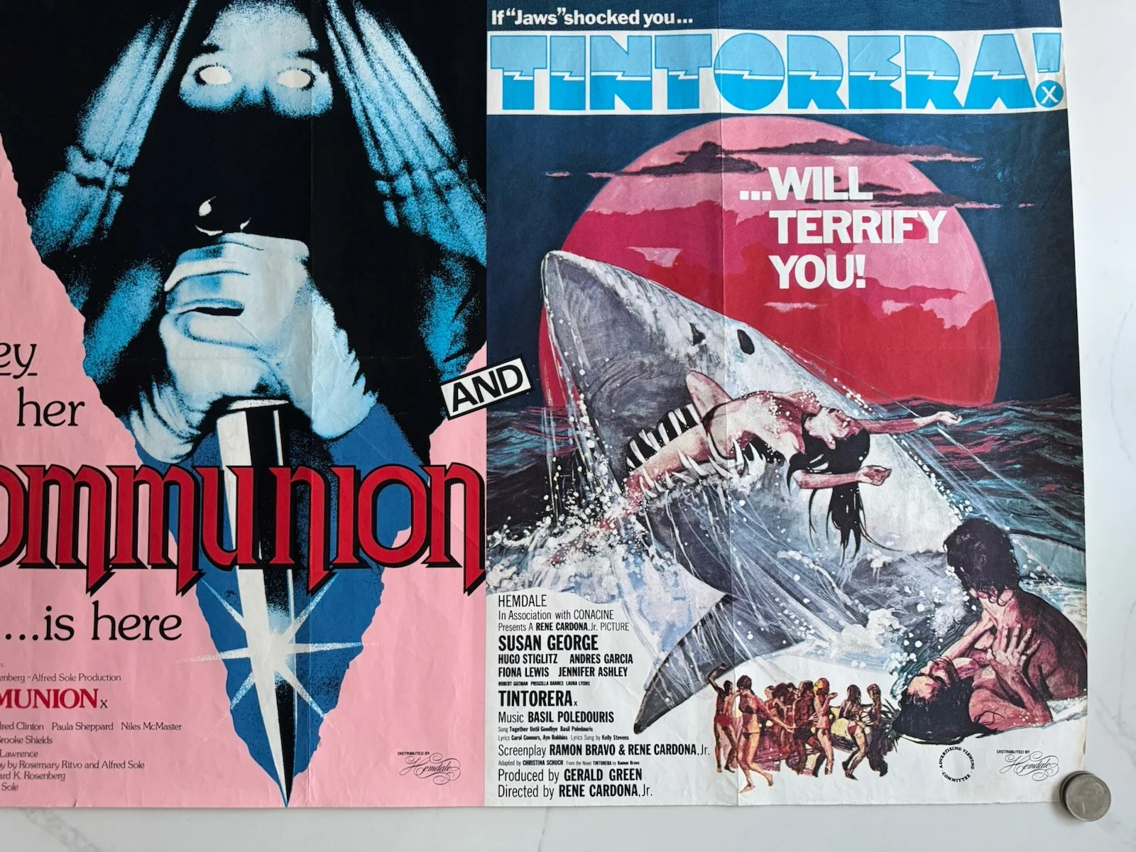 Communion / Tintorera Original Quad Movie Poster Susan George Alfred Sole, изображение 4