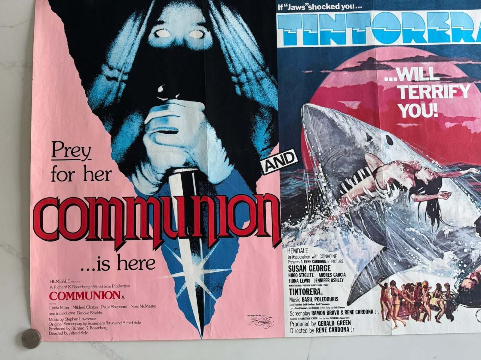 Communion / Tintorera Original Quad Movie Poster Susan George Alfred Sole, изображение 5