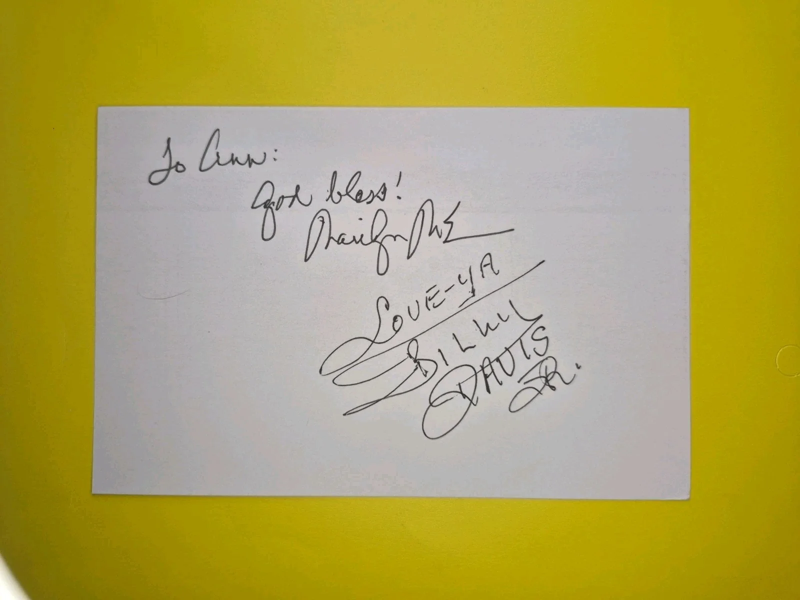 Marilyn McCoo & Billy Davis Jr. Signed, Autographed, 4x6 Card. Inscribed., изображение 2