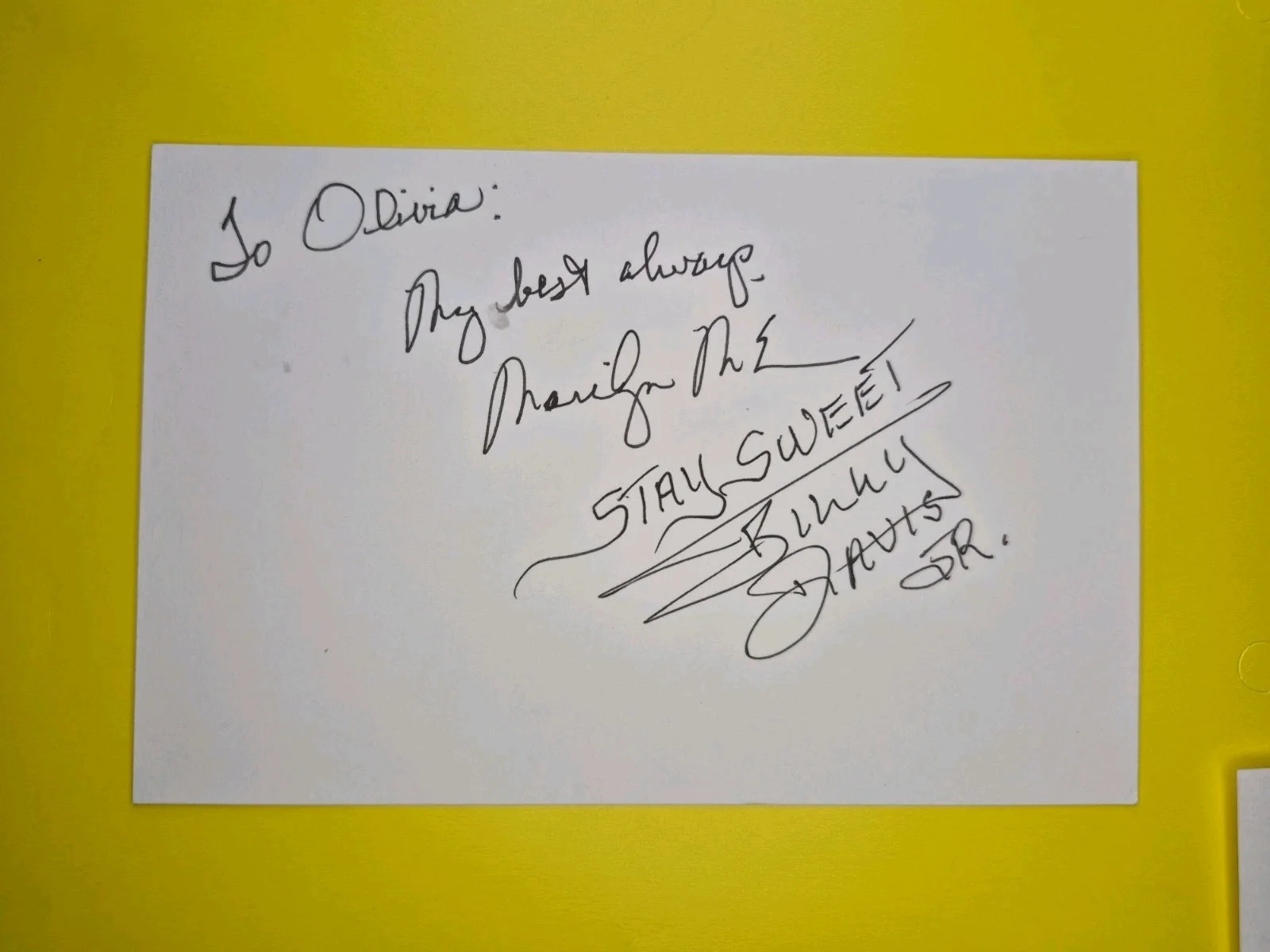 Marilyn McCoo & Billy Davis Jr. Signed, Autographed, 4x6 Card. Inscribed., image 2