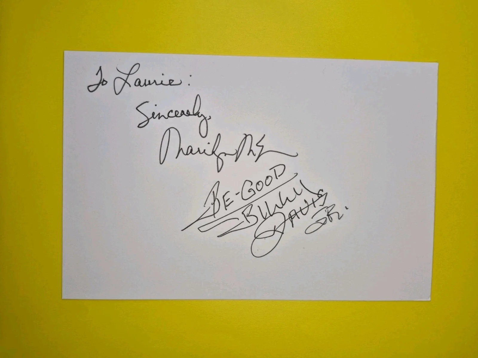 Marilyn McCoo & Billy Davis Jr. Signed, Autographed, 4x6 Card. Inscribed., изображение 2
