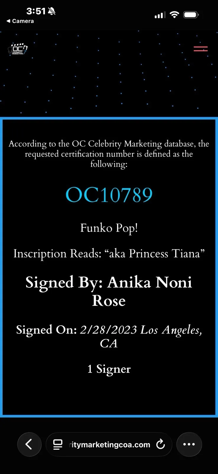 Anika Noni Rose — Anika Noni Signed Funko Pop, image 2