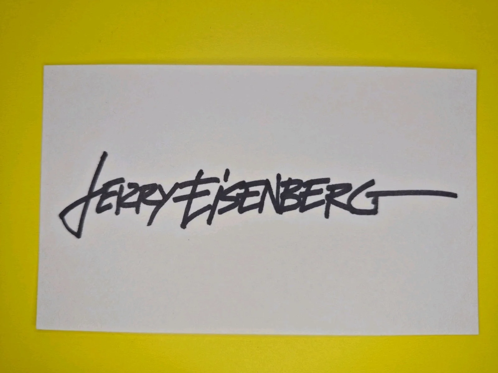 Jerry Eisenberg — Jerry Eisenberg, Hand signed, Autographed, 3x5 Inch. No Inscription