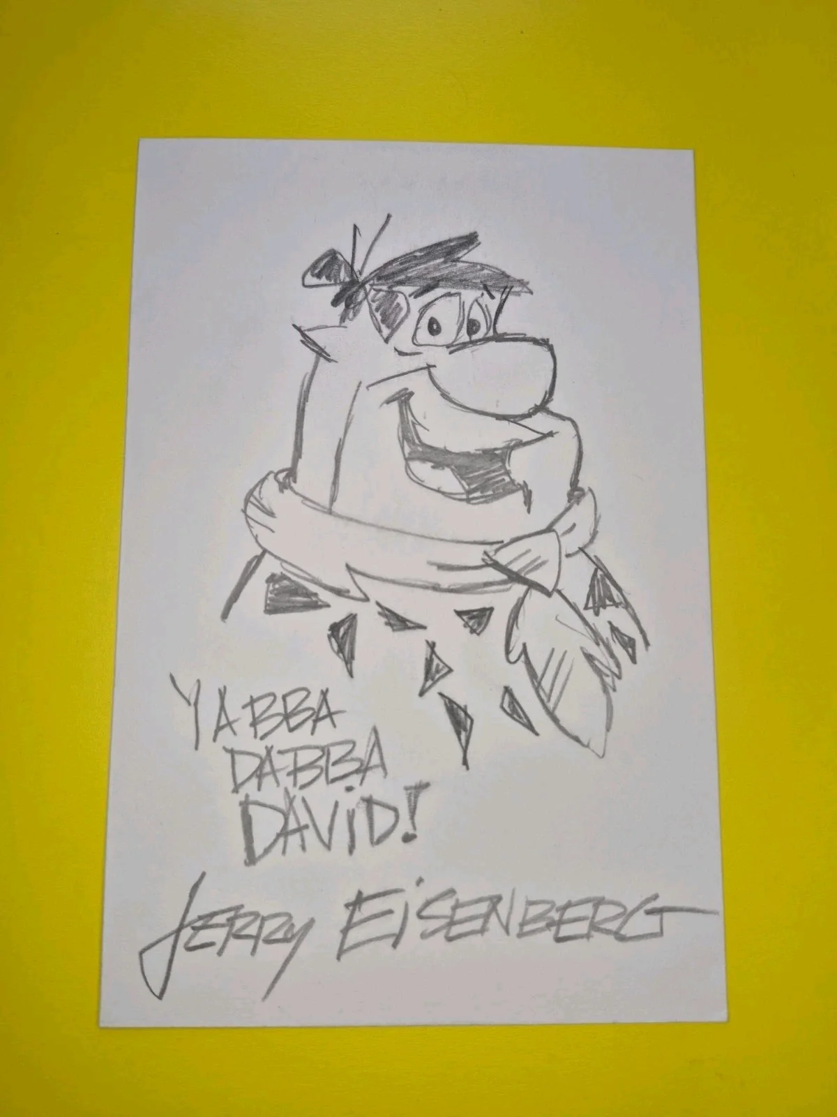 Jerry Eisenberg — Jerry Eisenberg, Hand Drawn Sketch, Signed, Autographed, 4x6 Inch. Fred