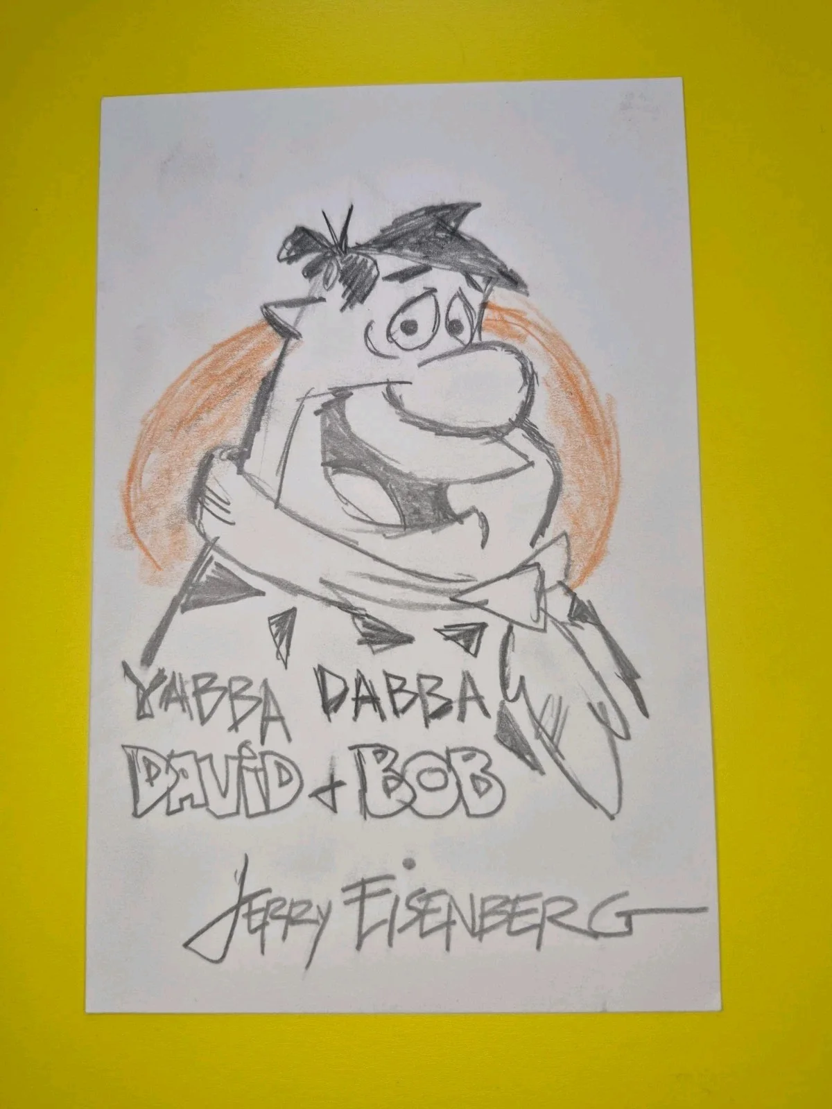 Jerry Eisenberg — Jerry Eisenberg, Hand Drawn Sketch, Signed, Autographed, 4x6 Inch. Fred