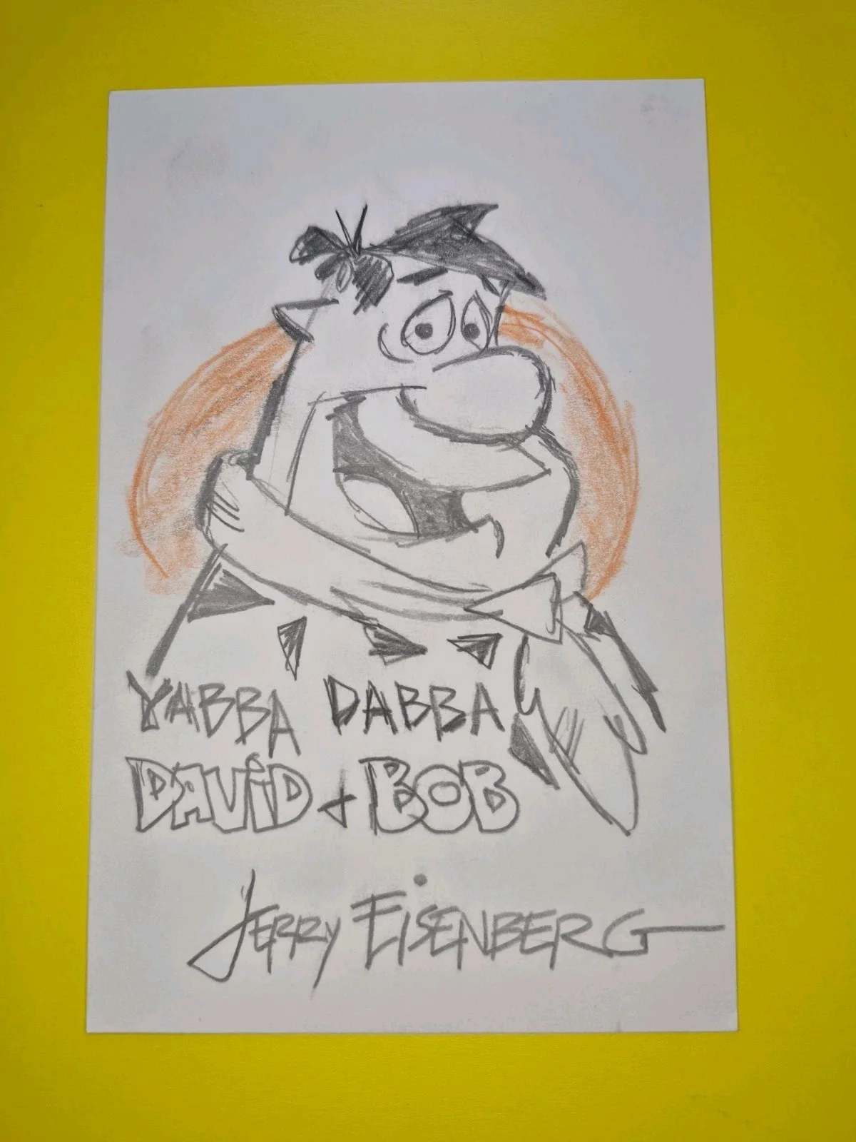 Jerry Eisenberg — Jerry Eisenberg, Hand Drawn Sketch, Signed, Autographed, 4x6 Inch. Fred, изображение 2