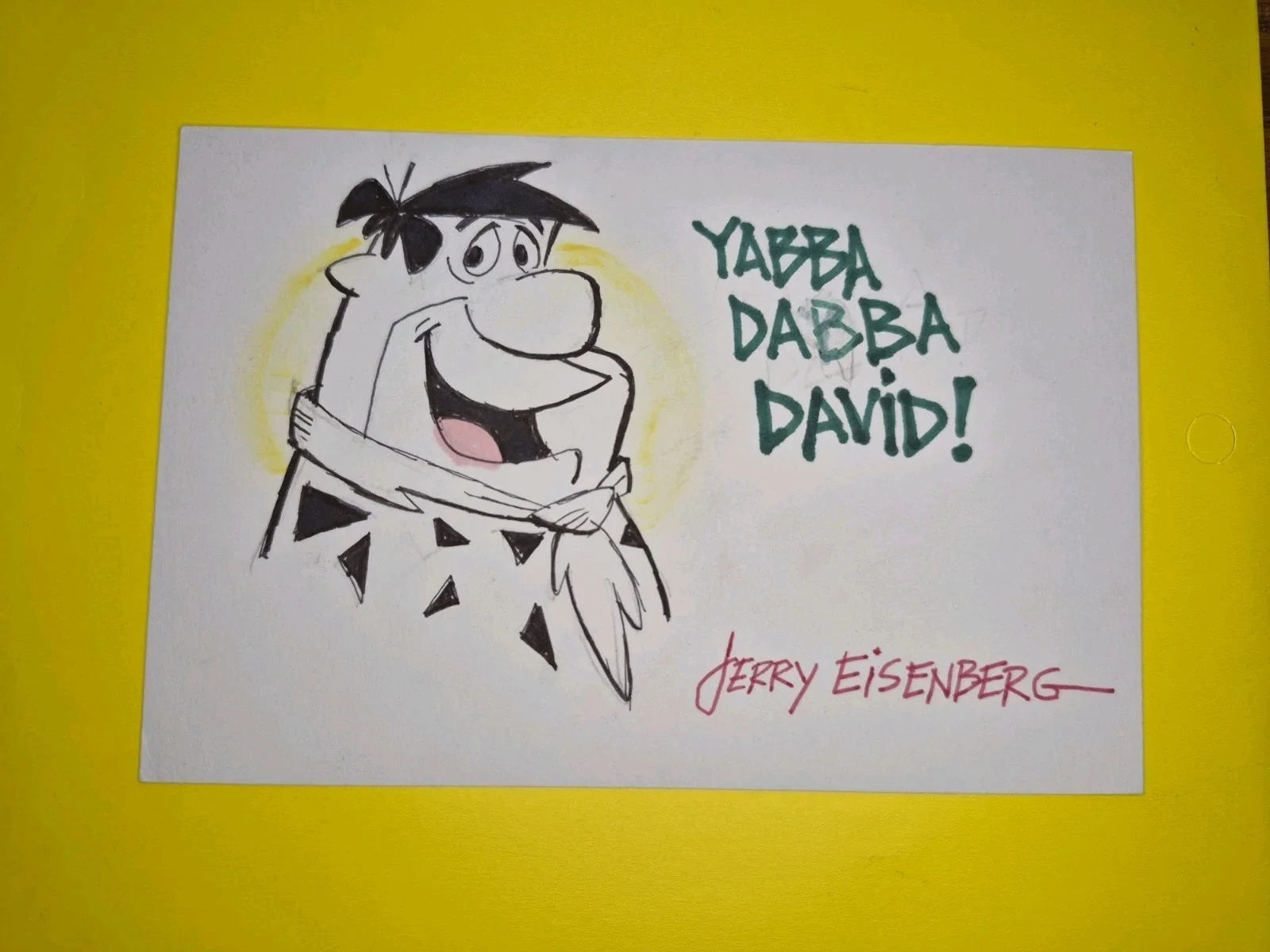 Jerry Eisenberg — Jerry Eisenberg, Hand Drawn Sketch, Signed, Autographed, 4x6 Inch. Fred