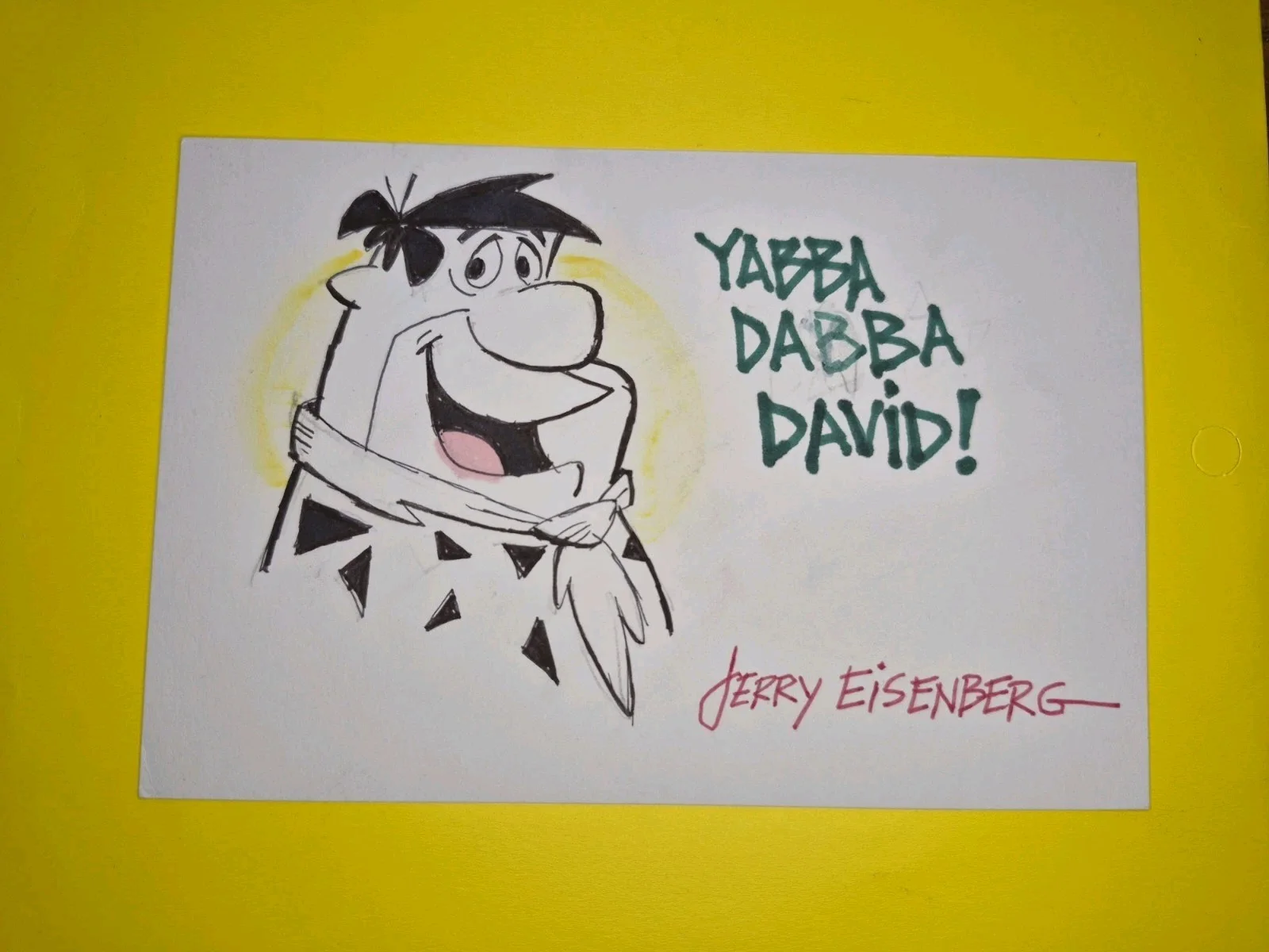 Jerry Eisenberg — Jerry Eisenberg, Hand Drawn Sketch, Signed, Autographed, 4x6 Inch. Fred, image 2
