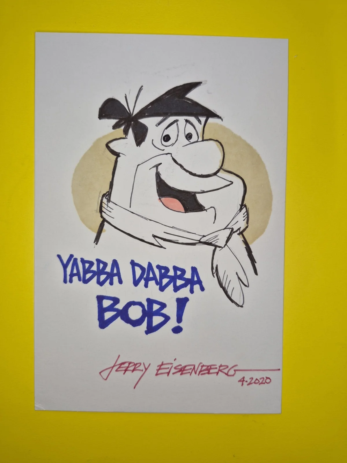 Jerry Eisenberg — Jerry Eisenberg, Hand Drawn Sketch, Signed, Autographed, 4x6 Inch. Fred