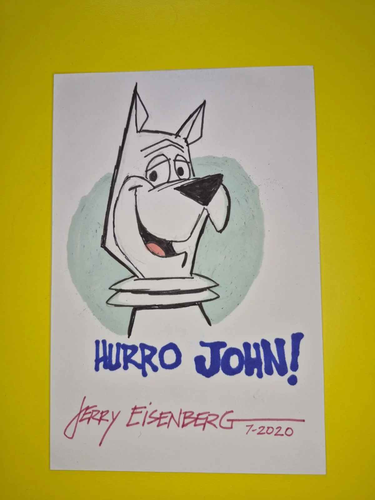 Jerry Eisenberg — Jerry Eisenberg, Hand Drawn Sketch, Signed, Autographed, 4x6 Inch. Astro