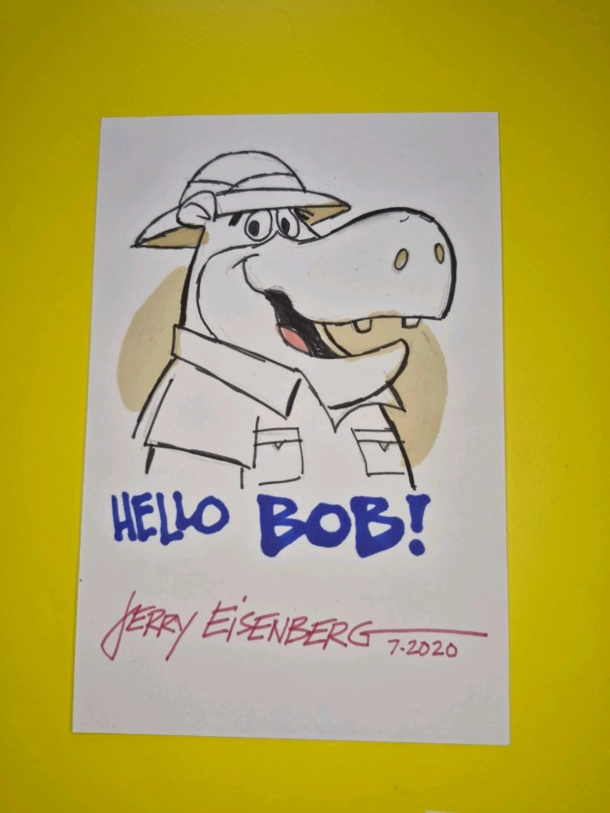 Jerry Eisenberg — Jerry Eisenberg, Hand Drawn Sketch, Signed, Autographed, 4x6 Inch.