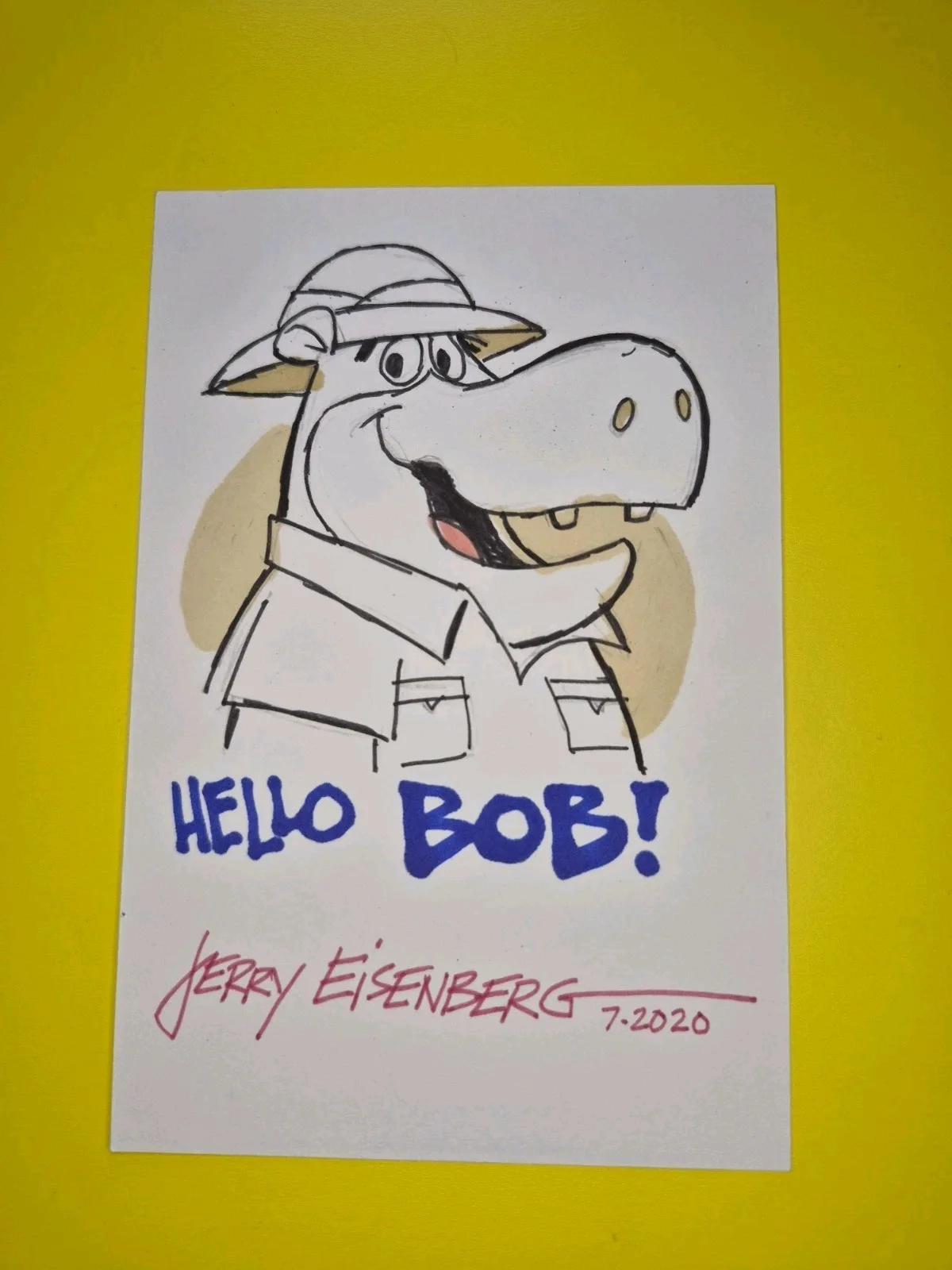 Jerry Eisenberg — Jerry Eisenberg, Hand Drawn Sketch, Signed, Autographed, 4x6 Inch., image 2