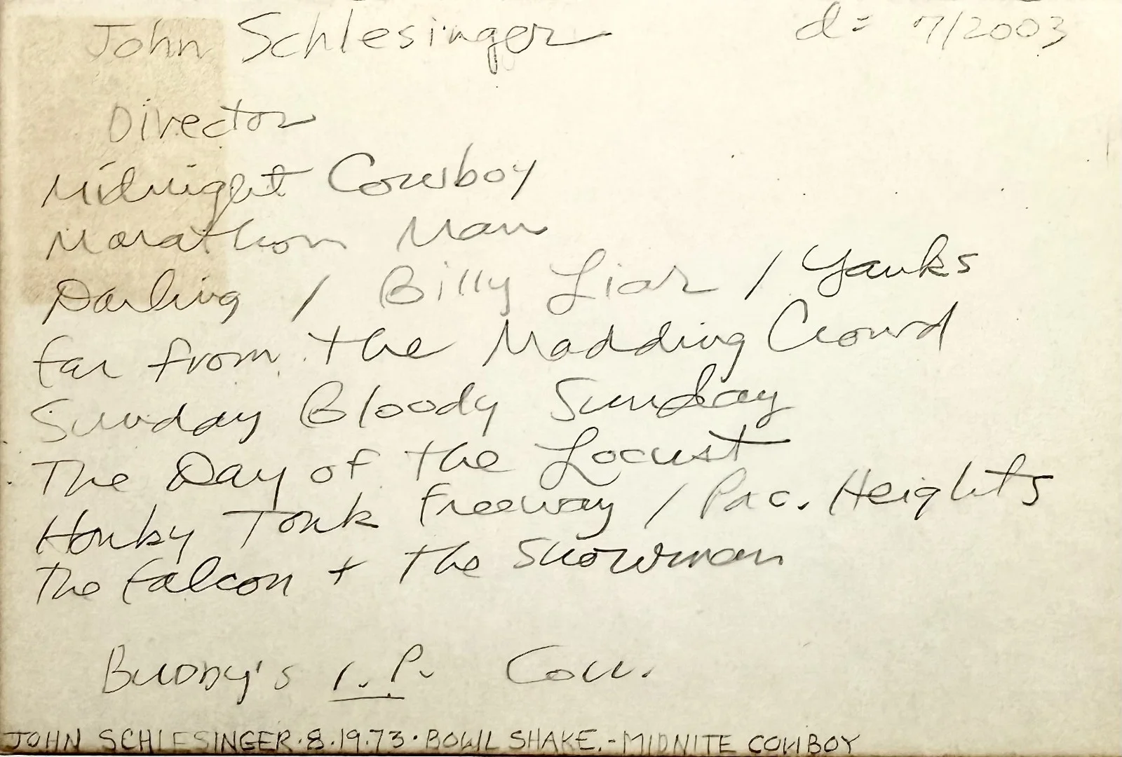 John Schlesinger — JOHN SCHLESINGER Signed Autographed 4x6 INDEX CARD Sunday Bloody Sunday DARLING, image 5